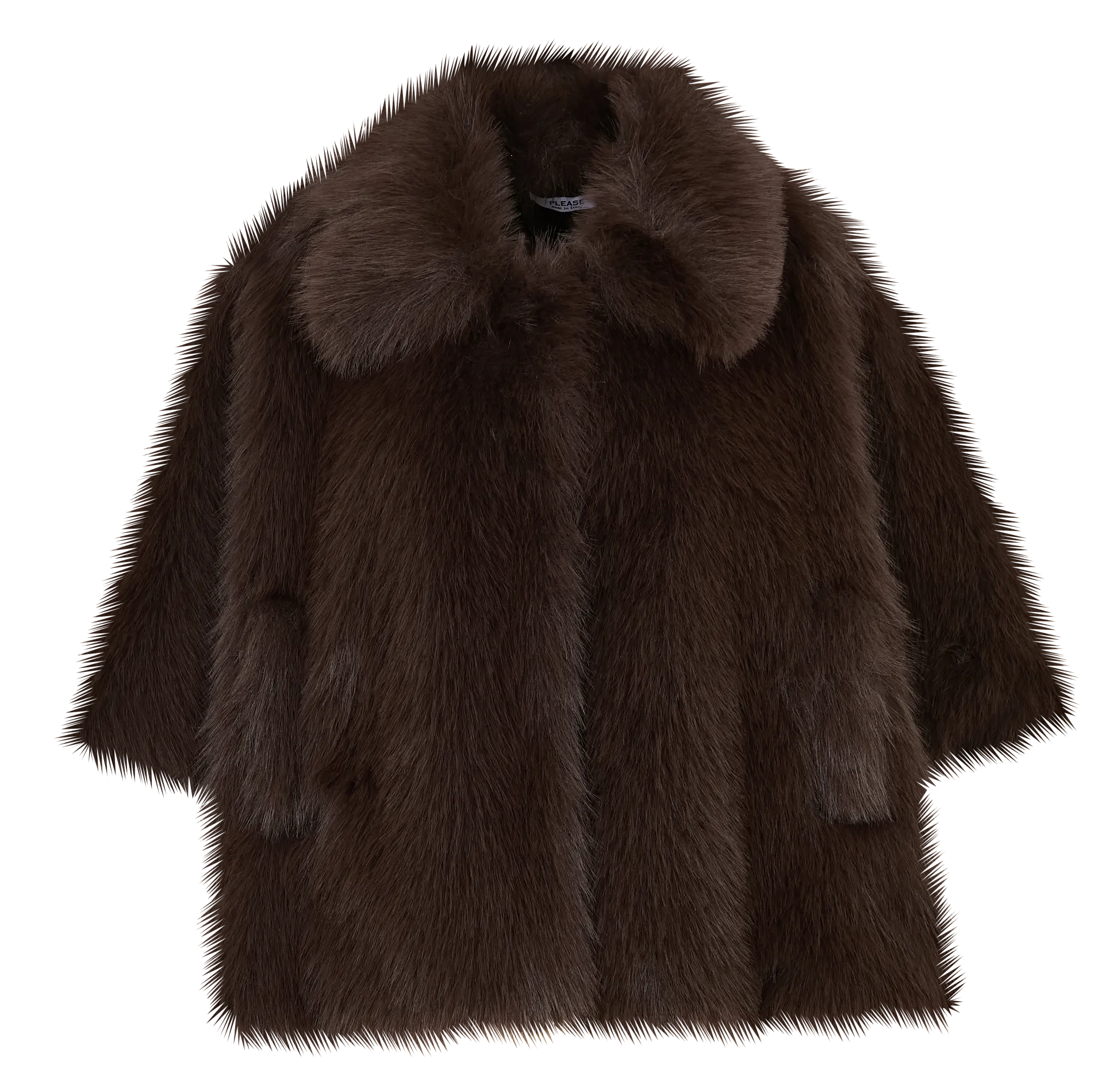 Manteau manches 3/4 en fausse fourrure Marron