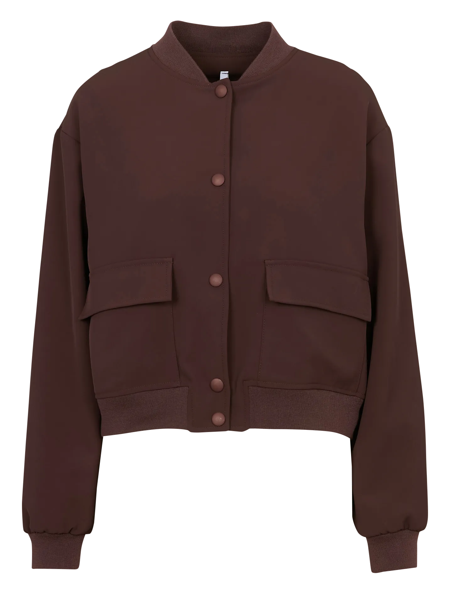 Blouson droit boutonné uni Marron