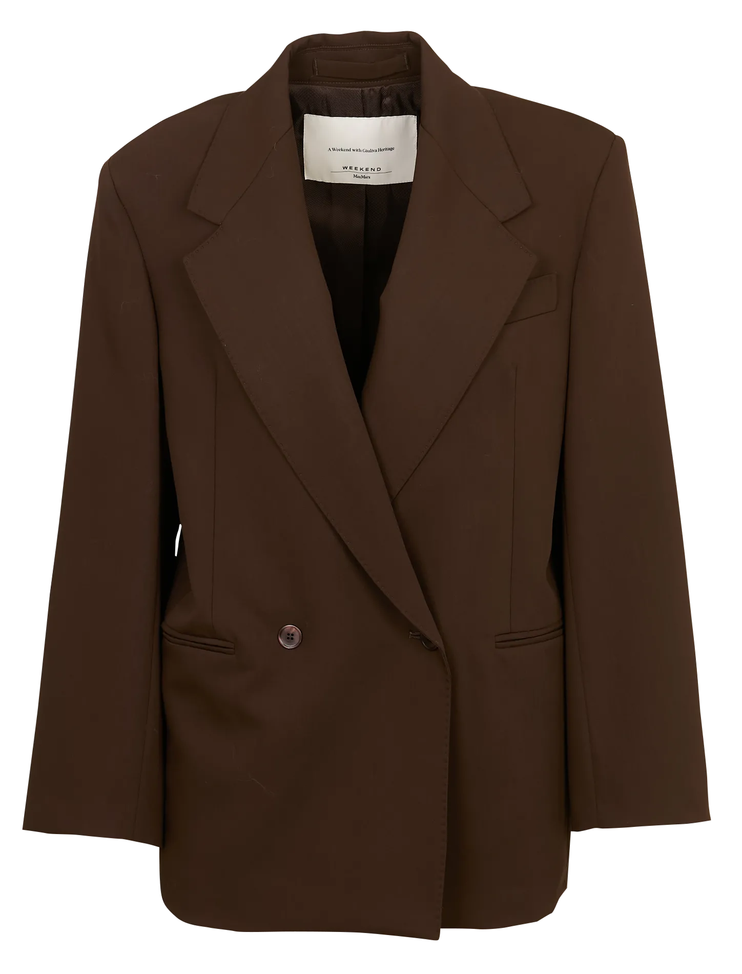 Veste col tailleur en laine Marron GINSENG