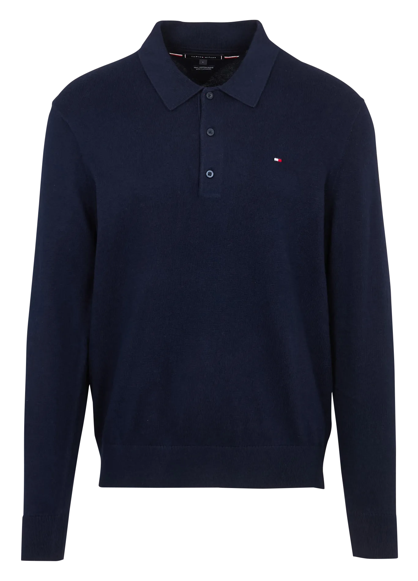 Polo droit en coton bio mélangé Bleu