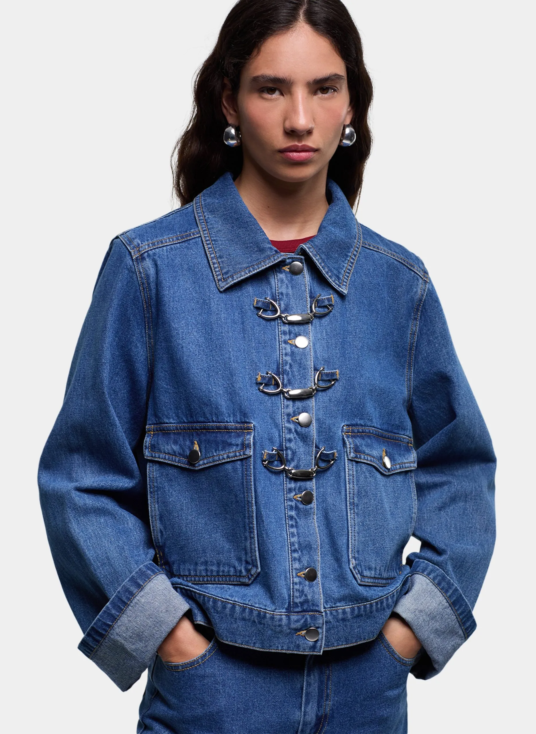 Veste oversize col classique en coton Bleu DALSTON