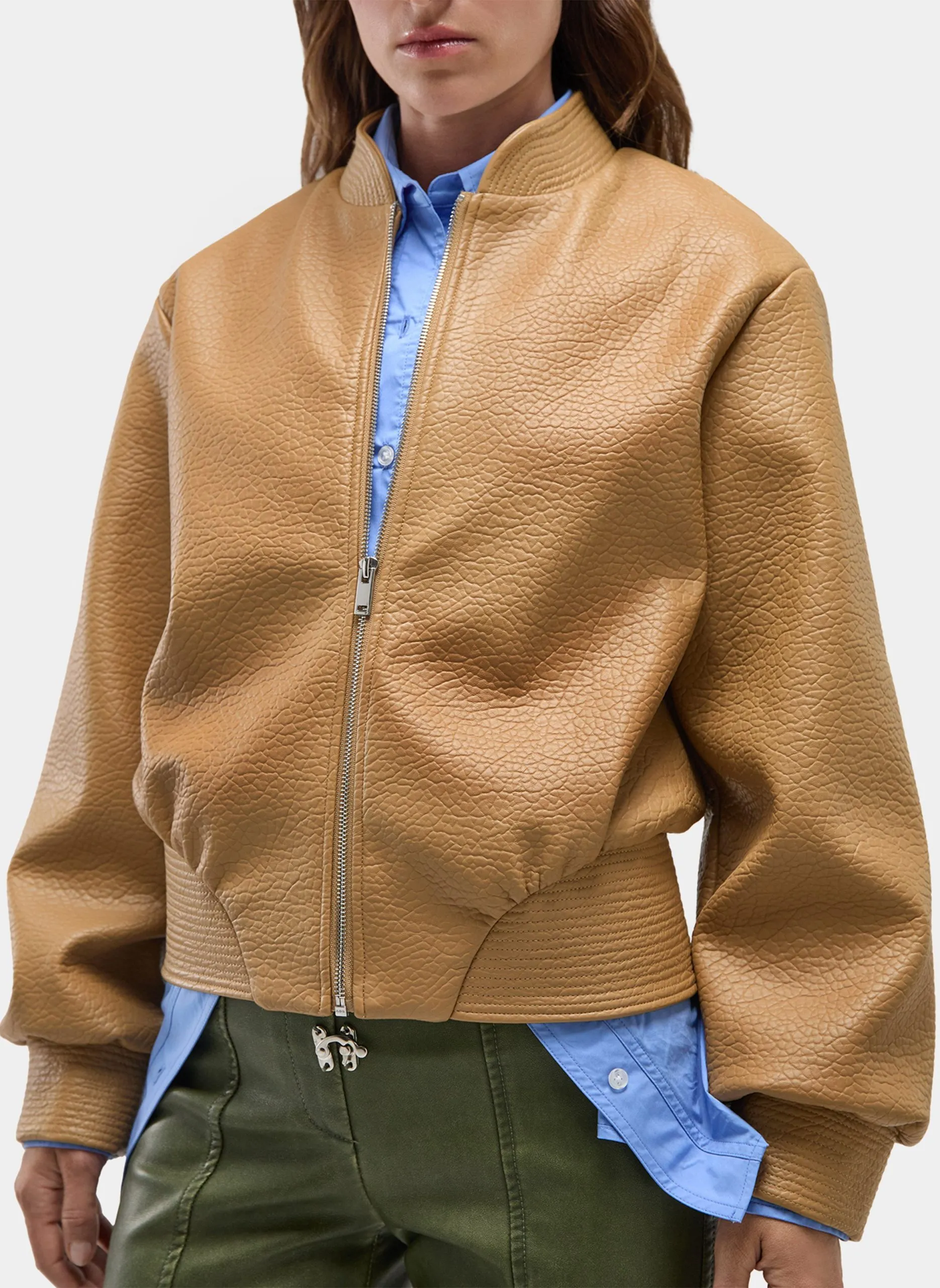 Blouson droit col teddy Beige FREYA