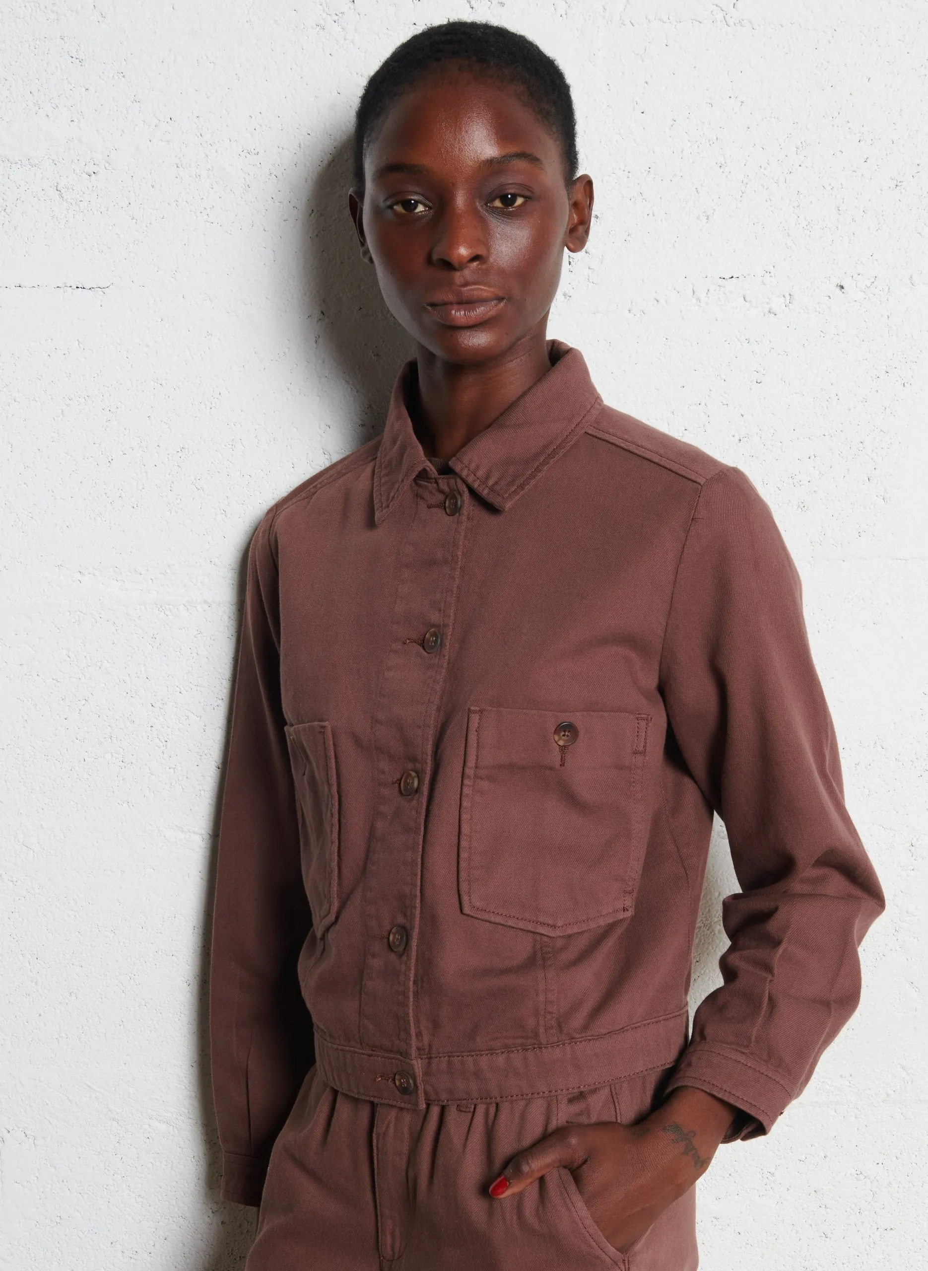 Veste col classique en coton Marron CASTILLE