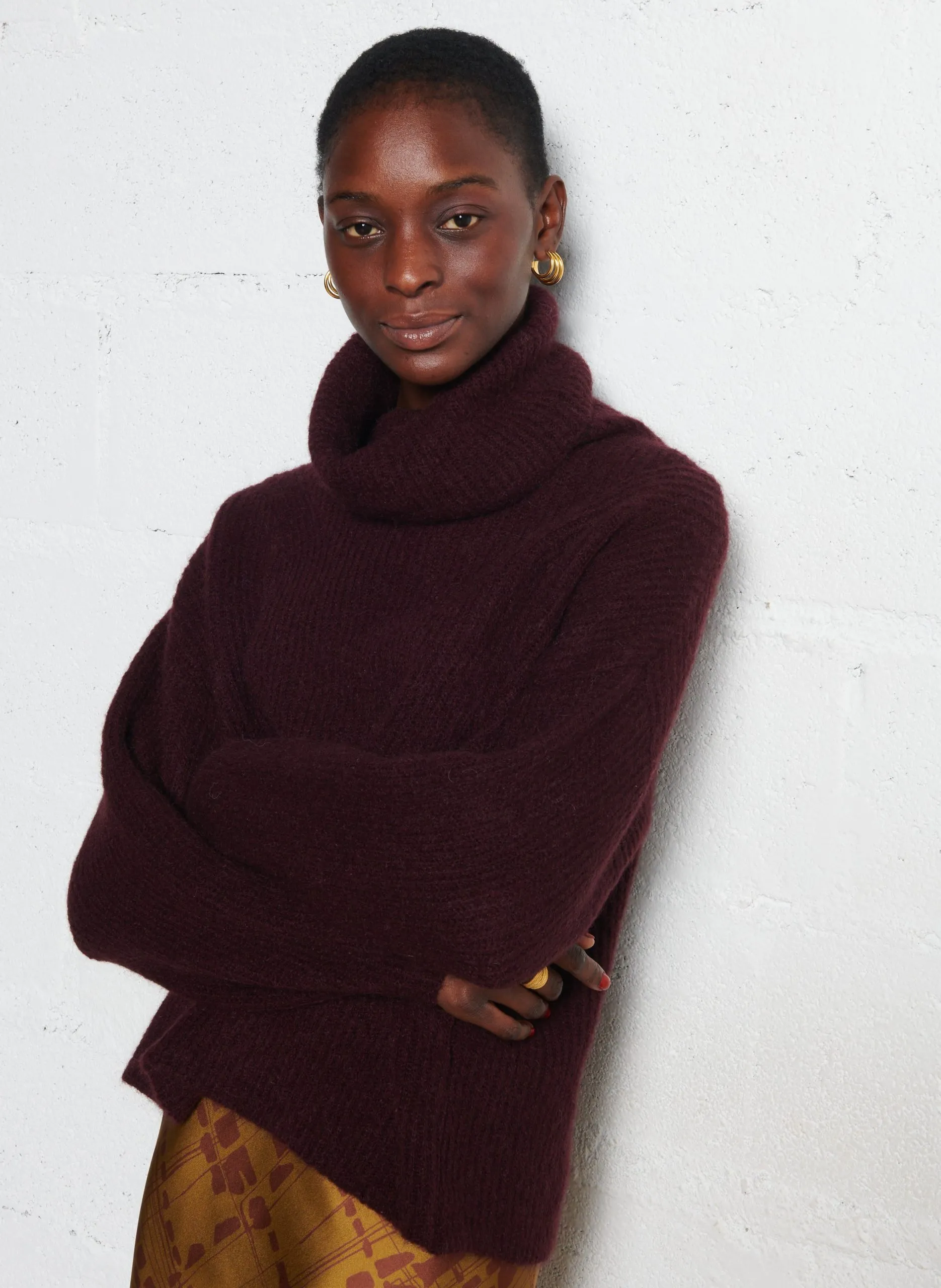 Pull col roulé en laine mélangée Noir BRON