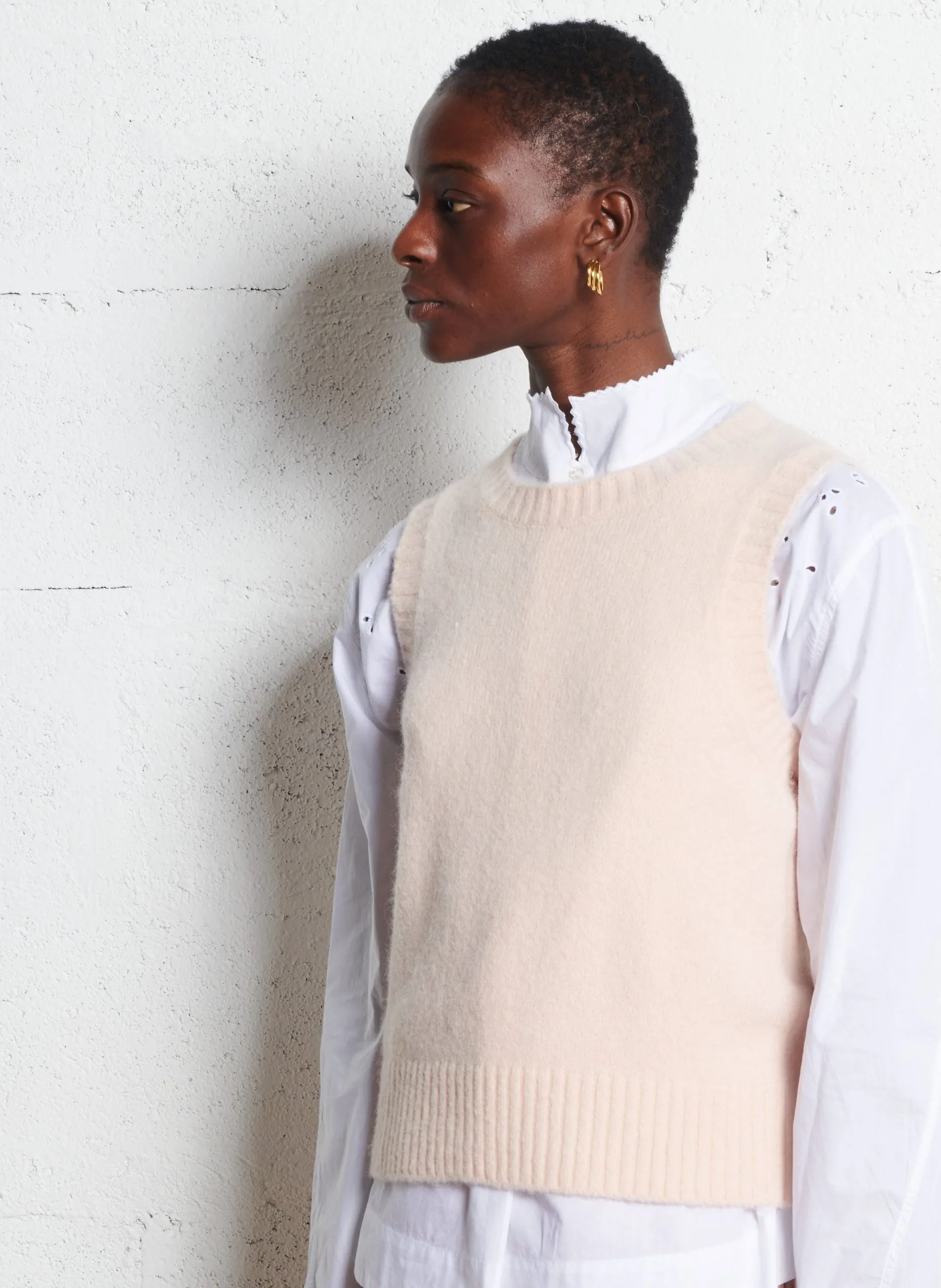 Pull droit sans manche col rond Rose NAMASTE