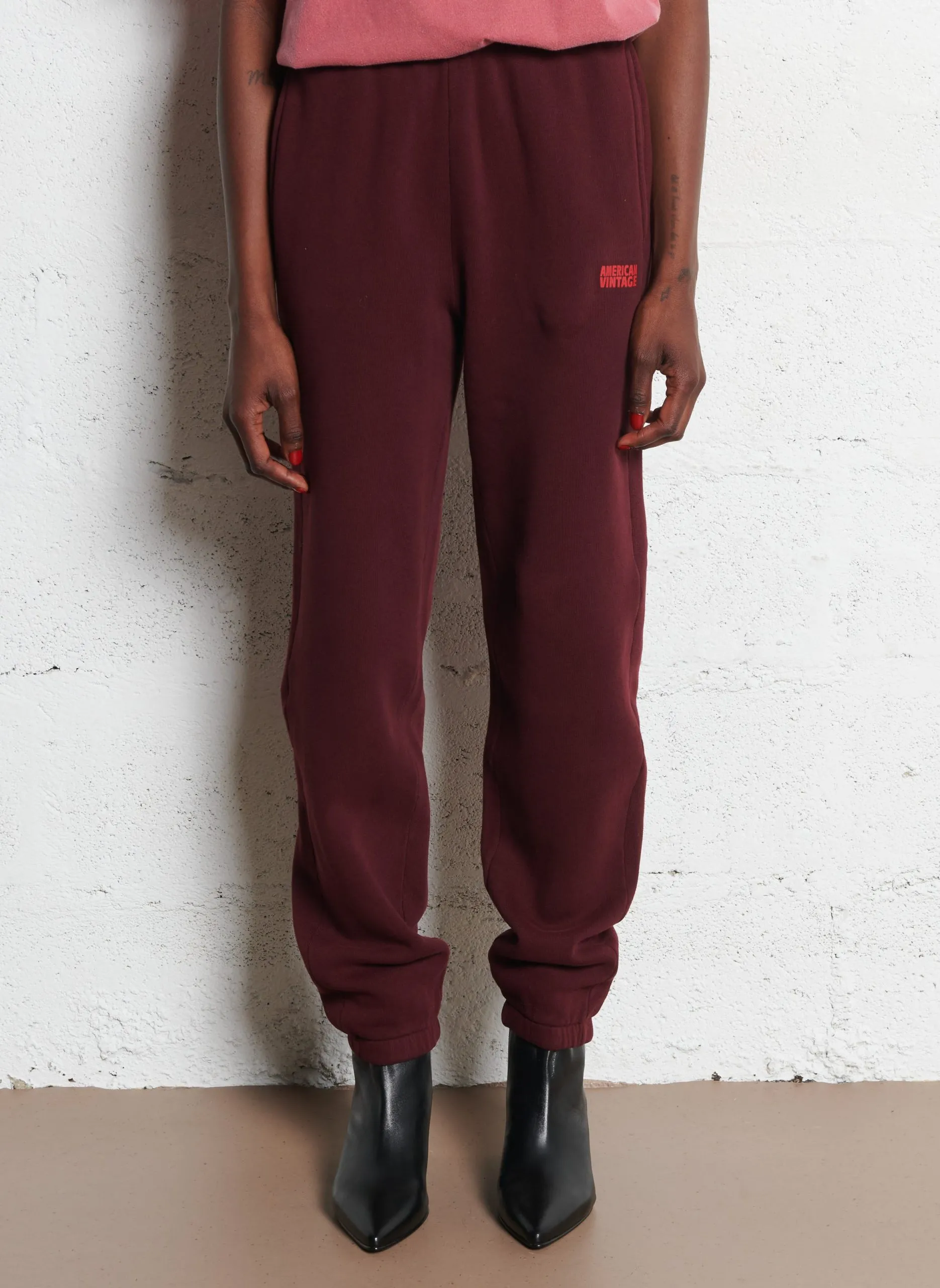 Jogging taille haute en coton mélangé Rouge IZUBIRD