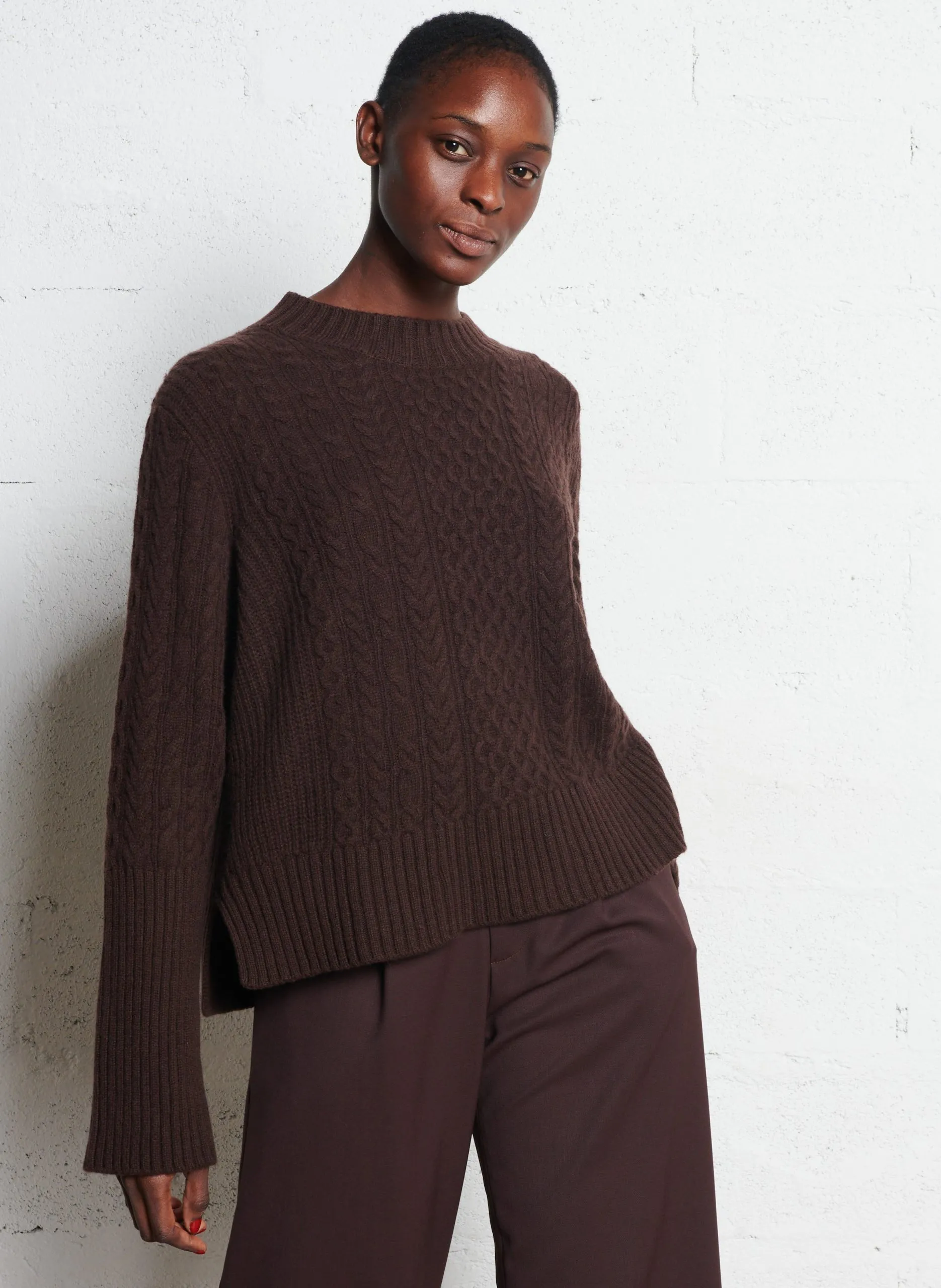 Pull col rond en laine Marron BUBLY