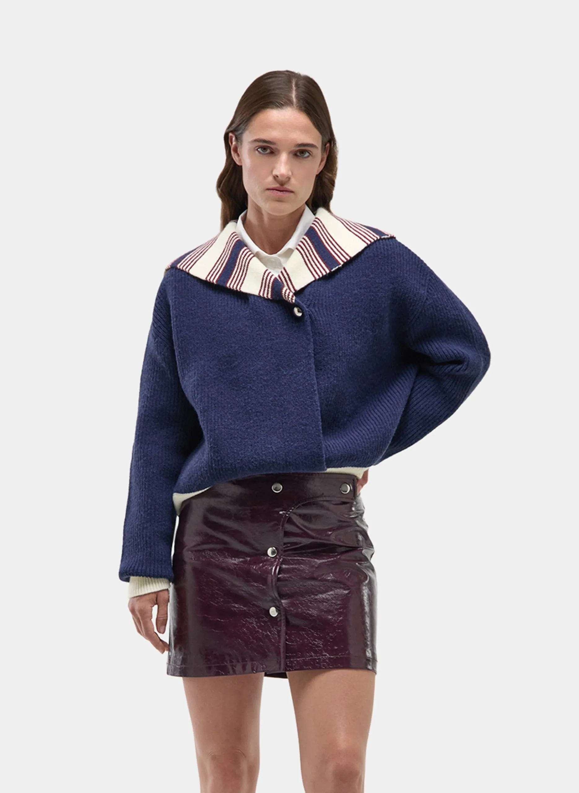 Pull à rayures col v Bleu NAPLES