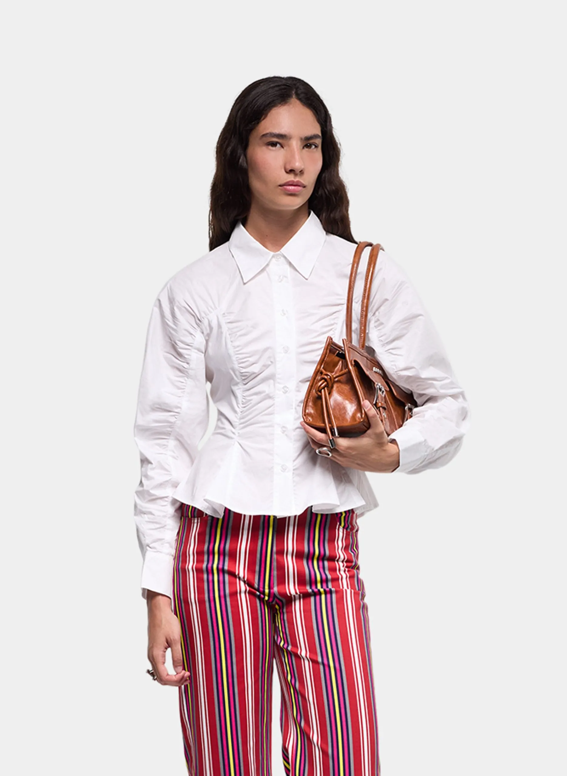 Chemise col classique en coton mélangé Blanc BELLEVILLE