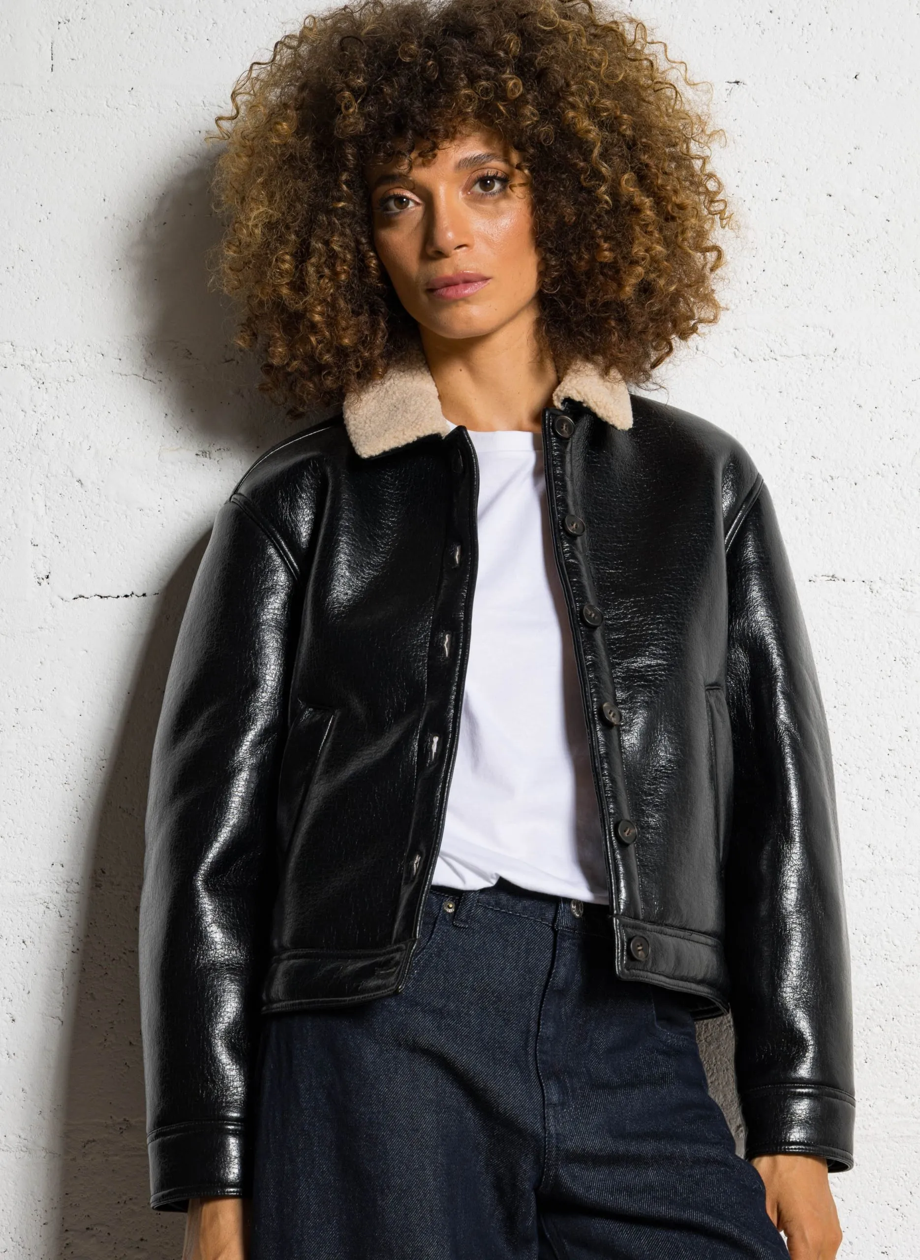 Manteau col classique Noir YMALAYA