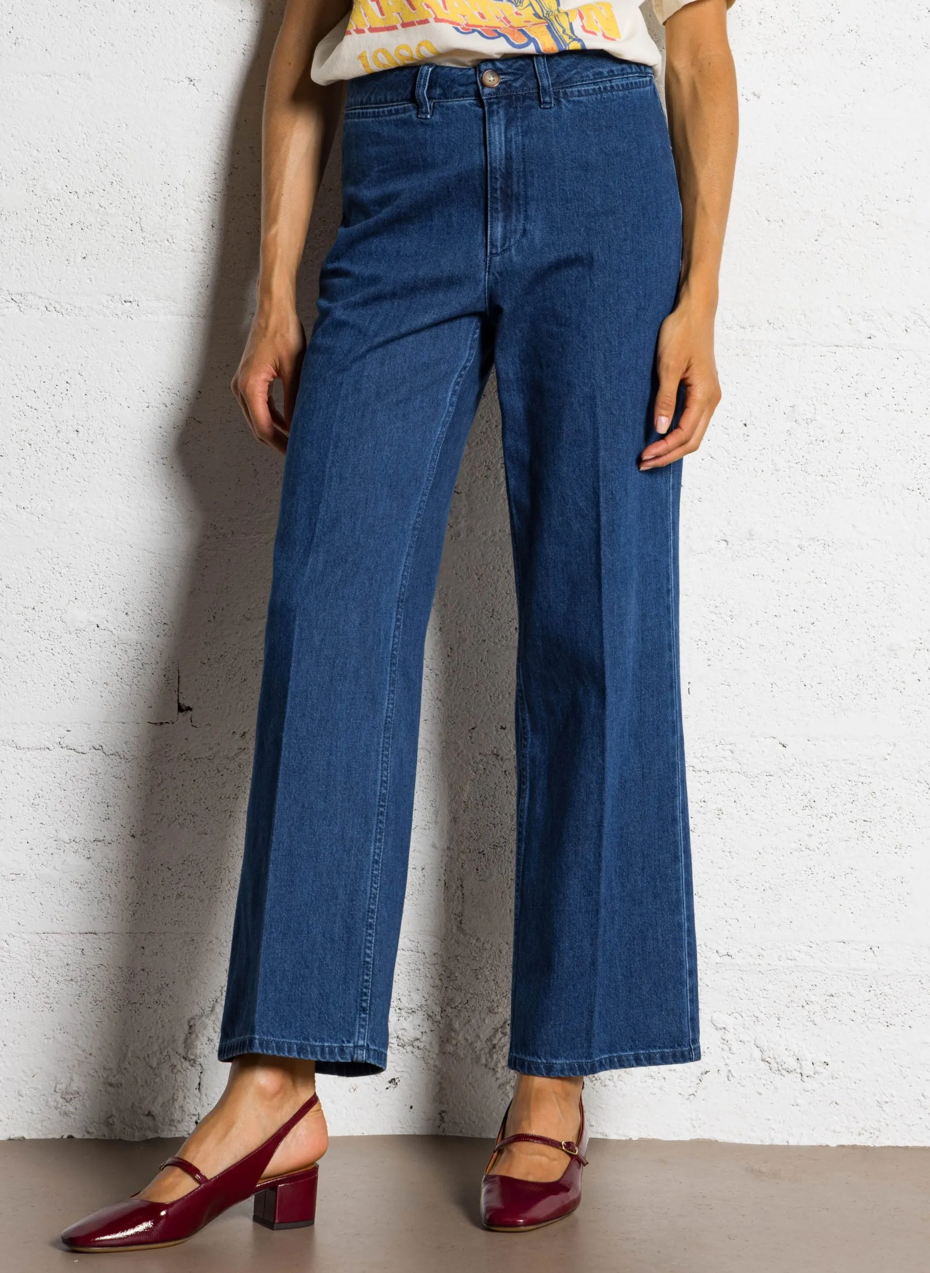 Jean large en coton Bleu SWANN