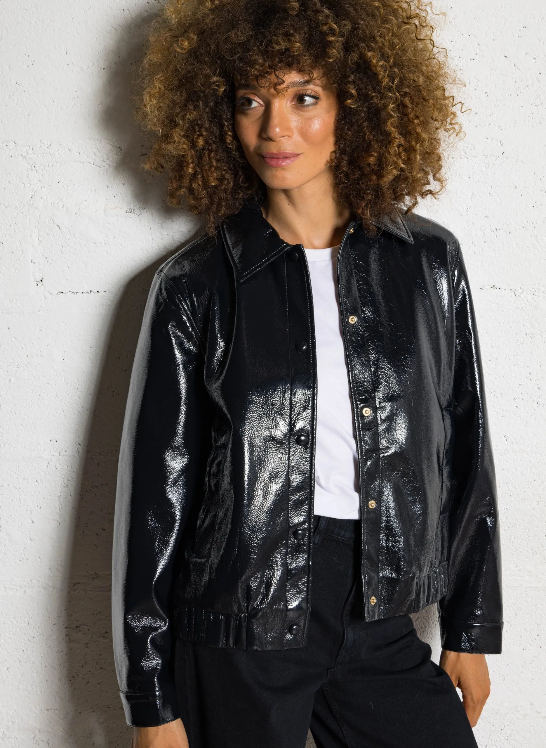 Blouson oversize col classique Bleu OANA