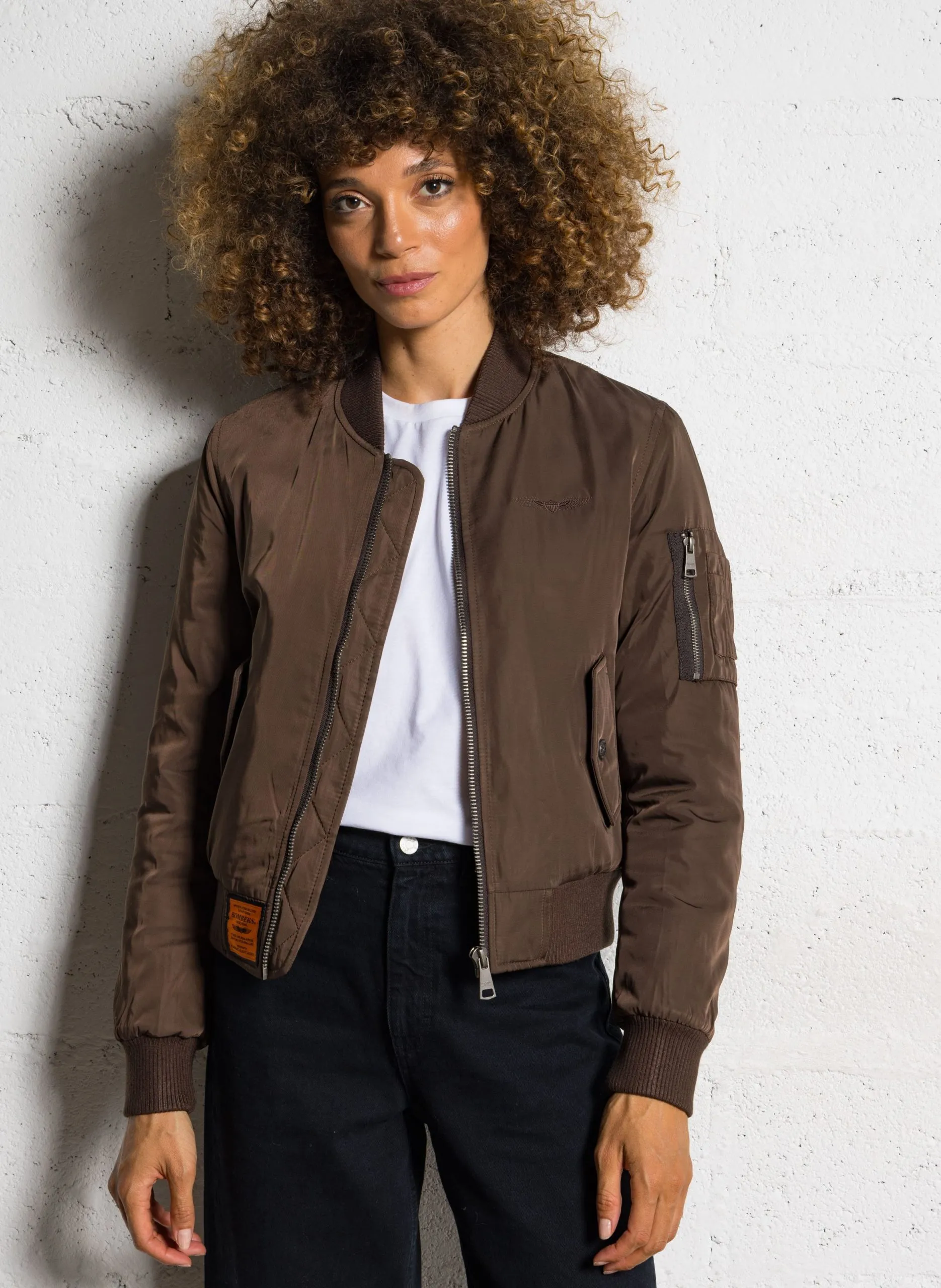 Bomber col teddy cintré Marron