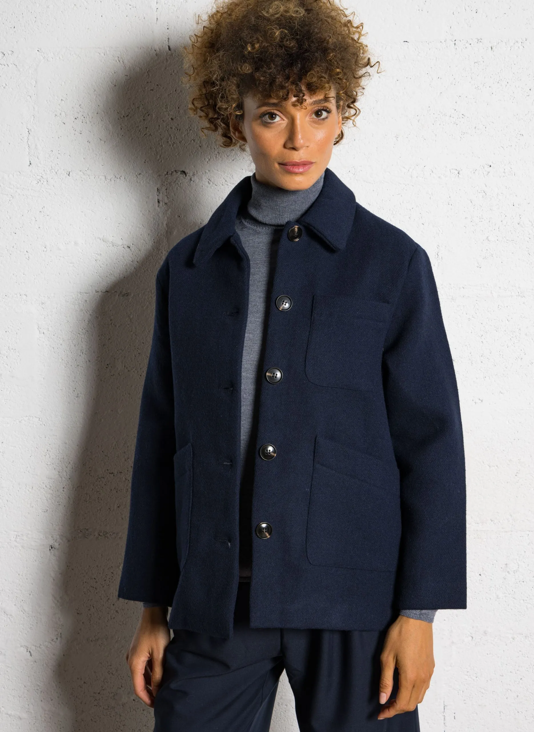 Manteau col classique Bleu NITA
