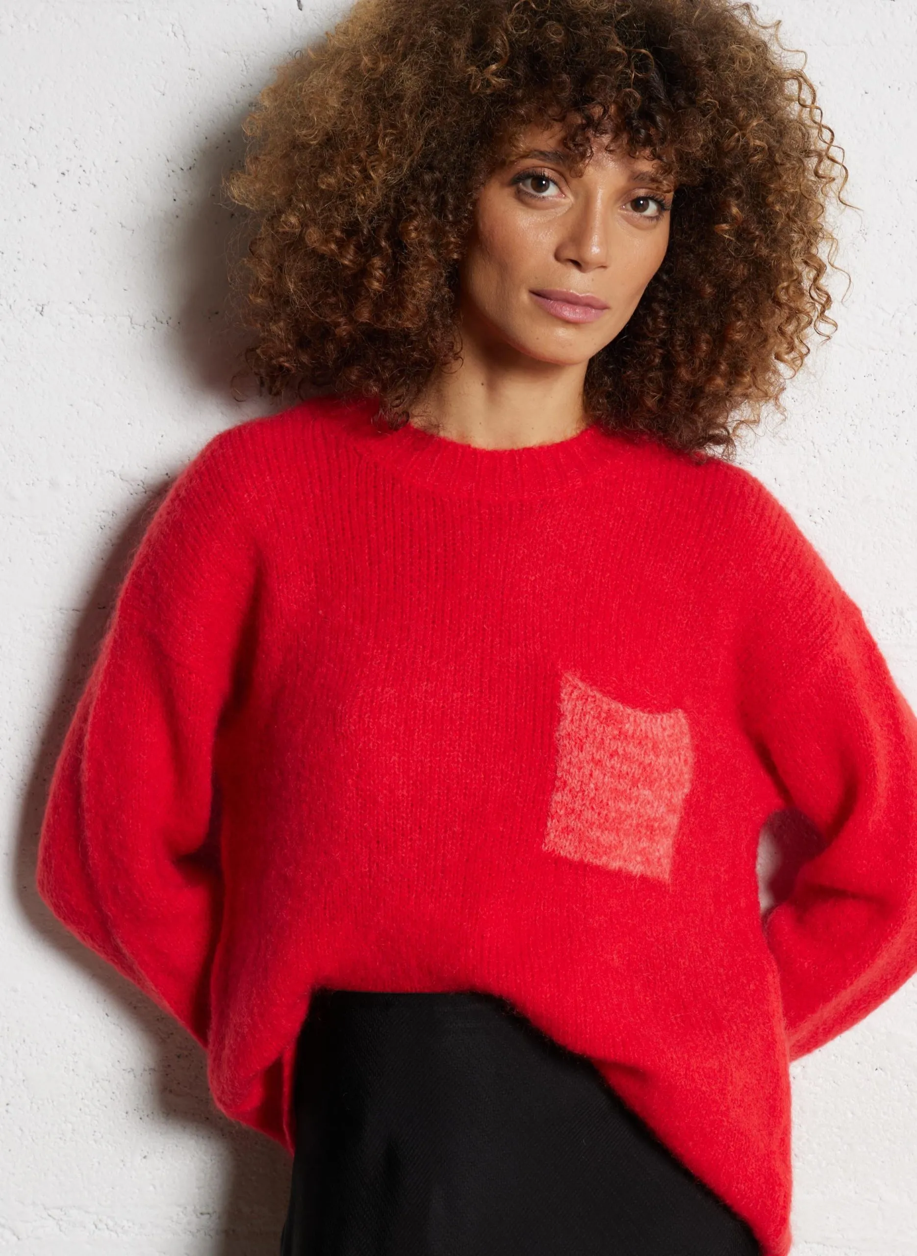 Pull col rond en laine mélangée Rouge BRINATE