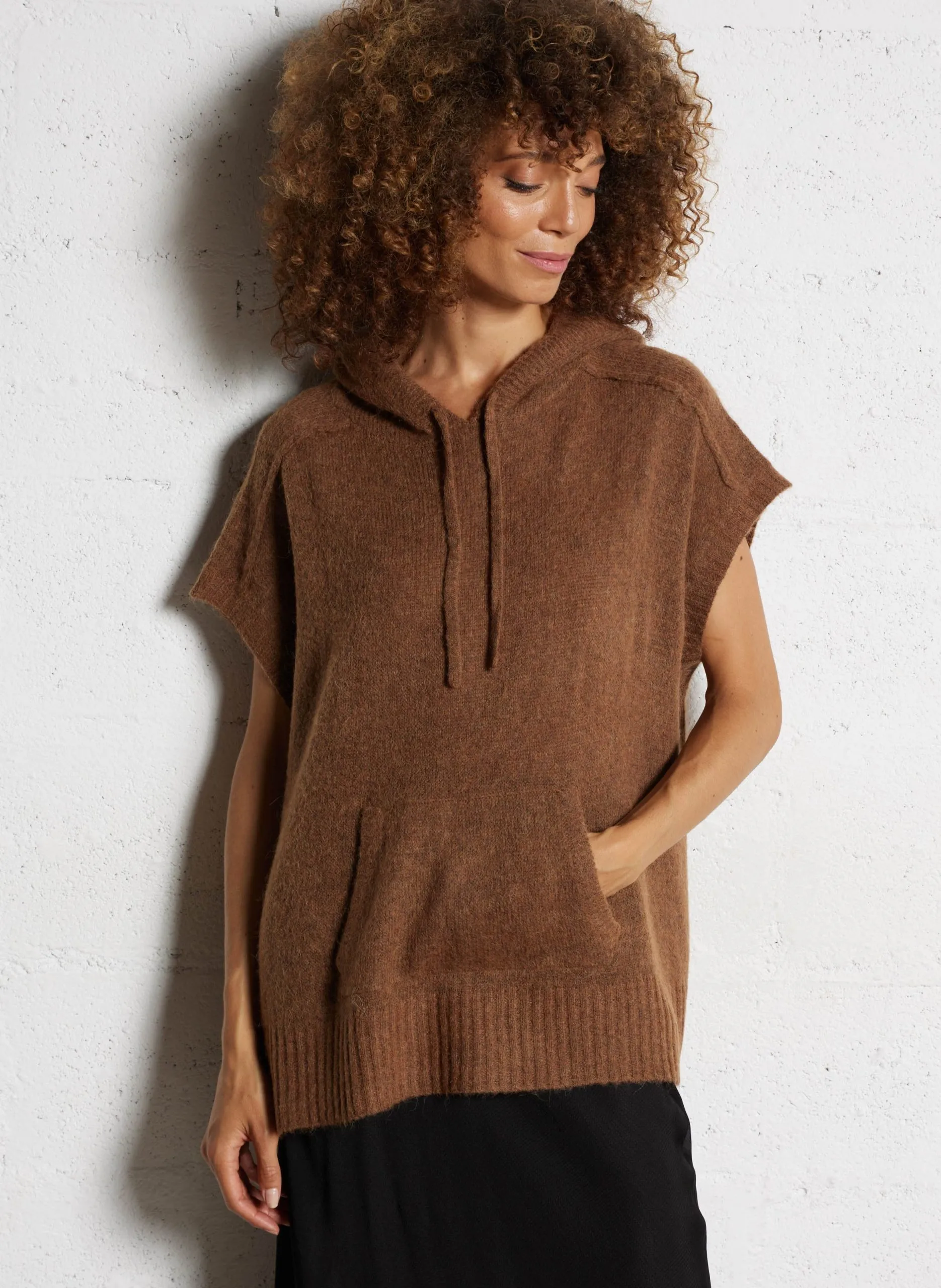 Gilet court torsadé Marron