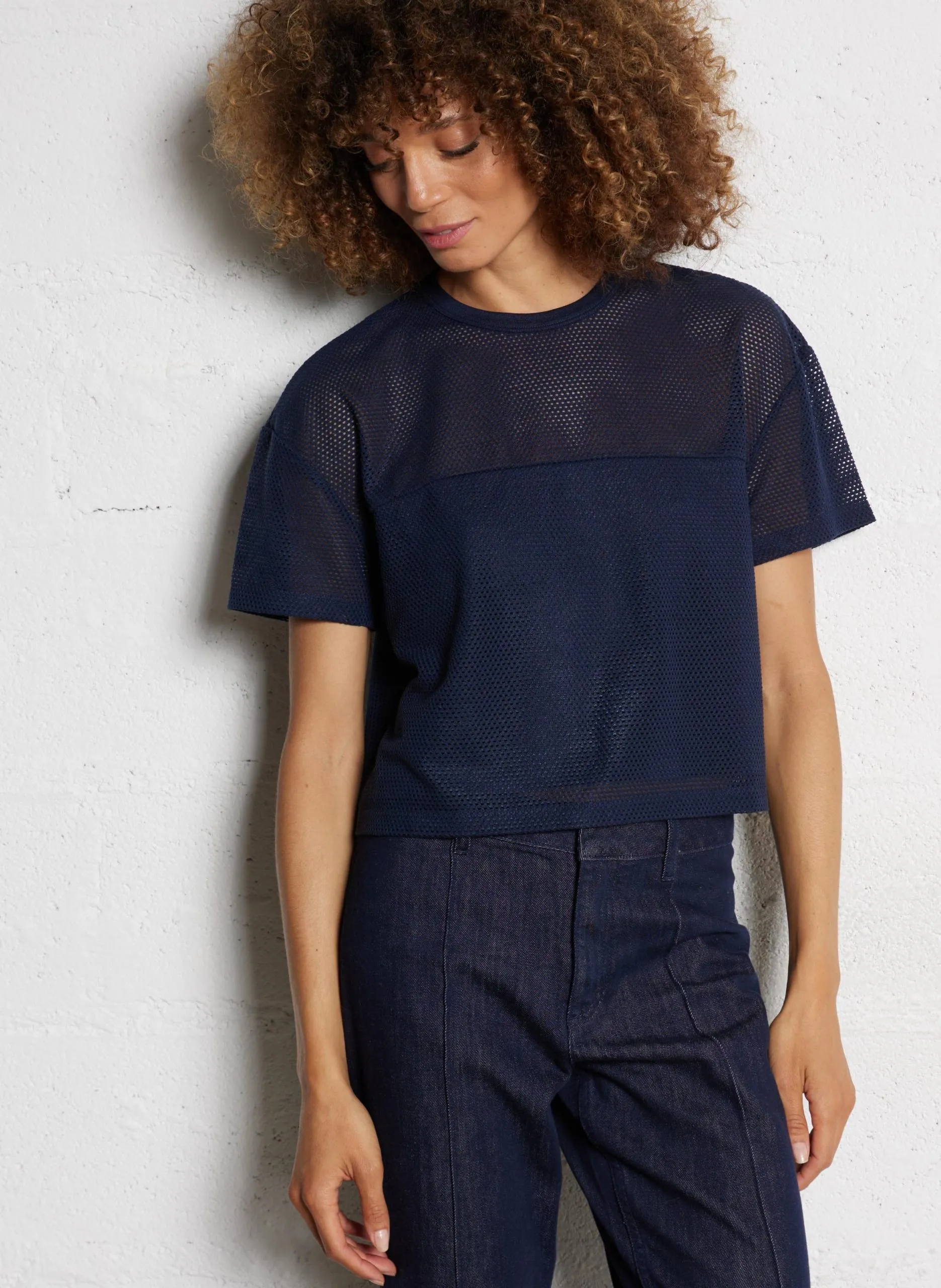 Tee-shirt oversize col rond Bleu
