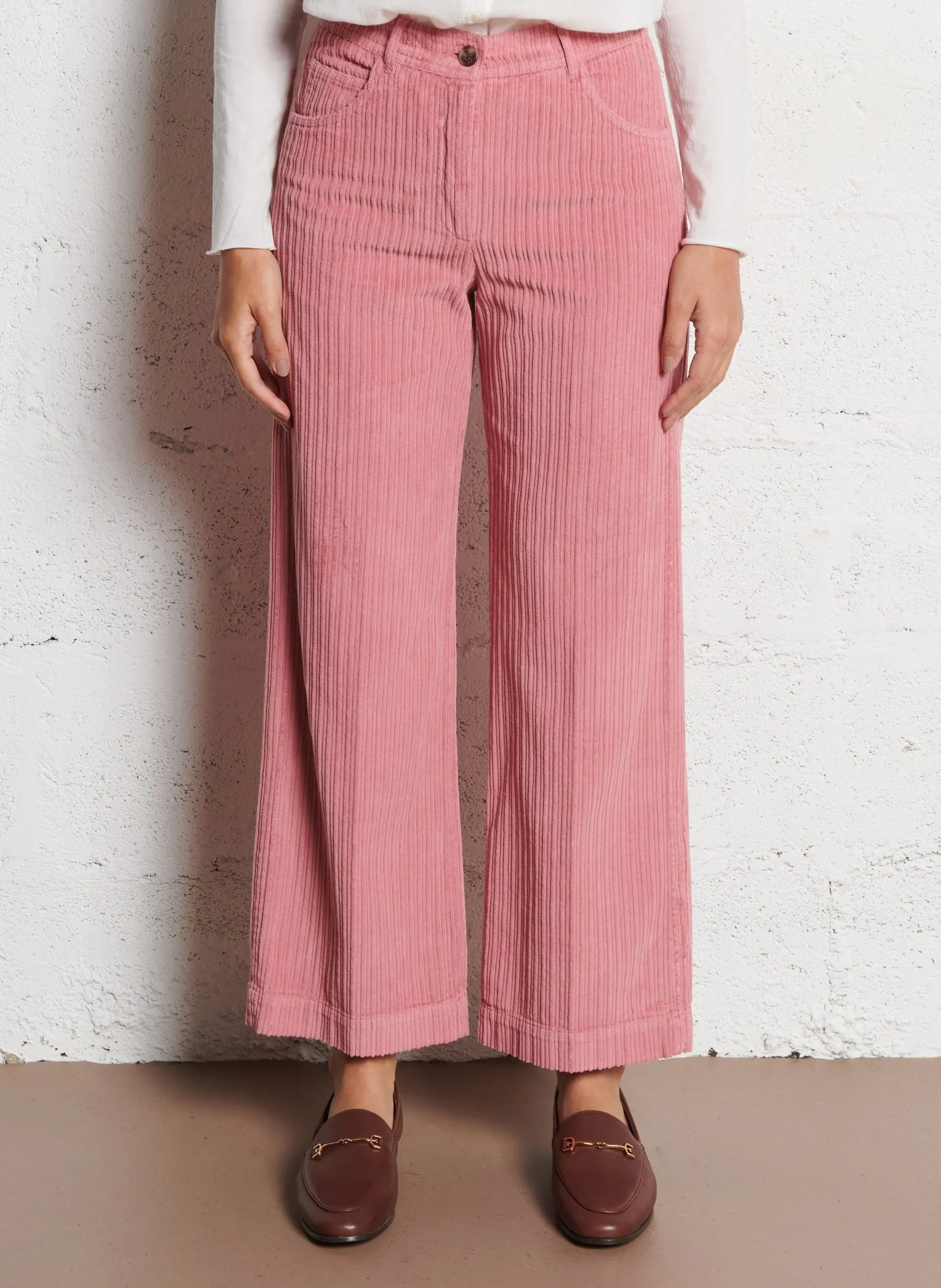 Pantalon large en coton Rose PAD