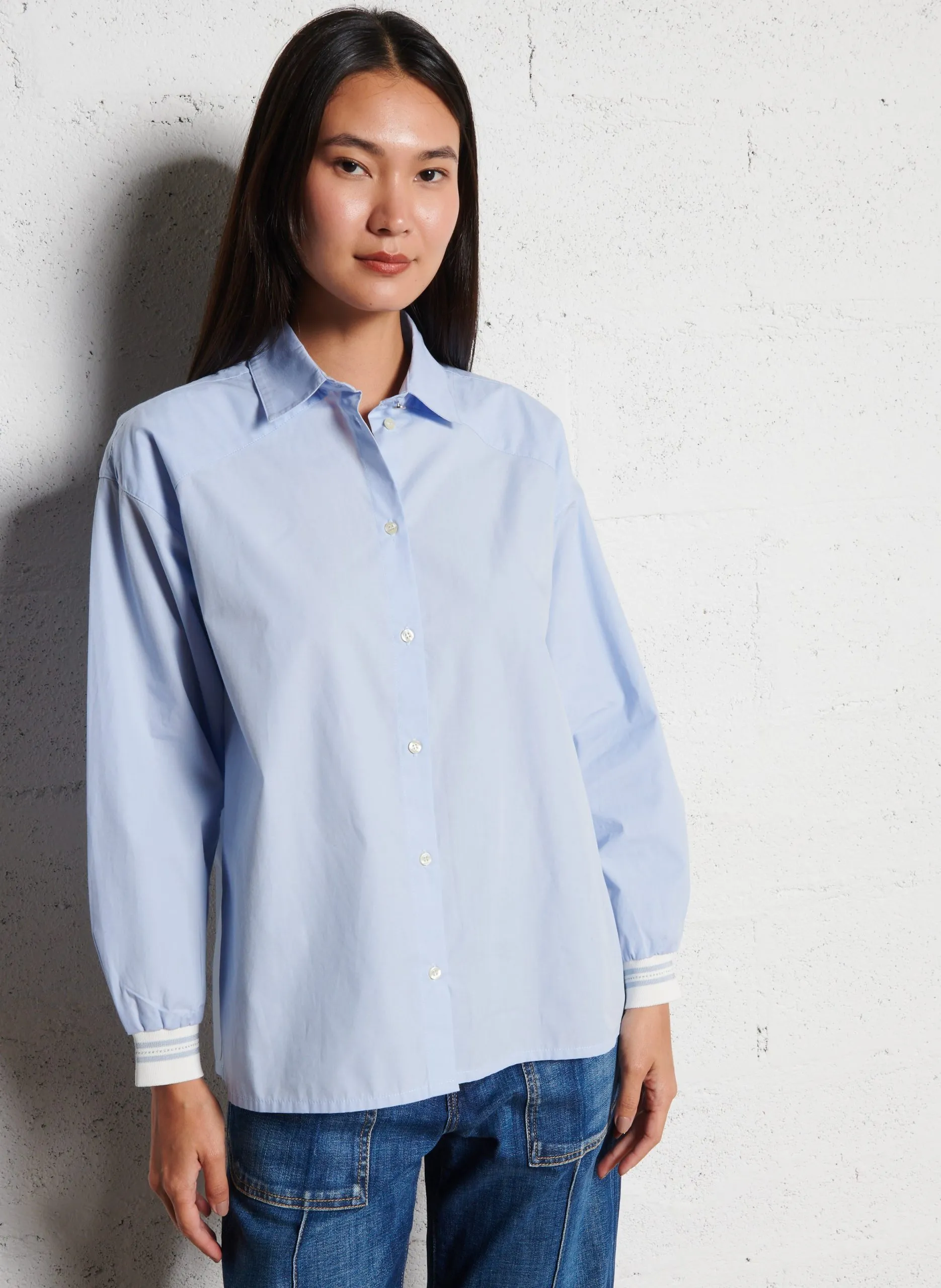 Chemise oversize en coton Bleu