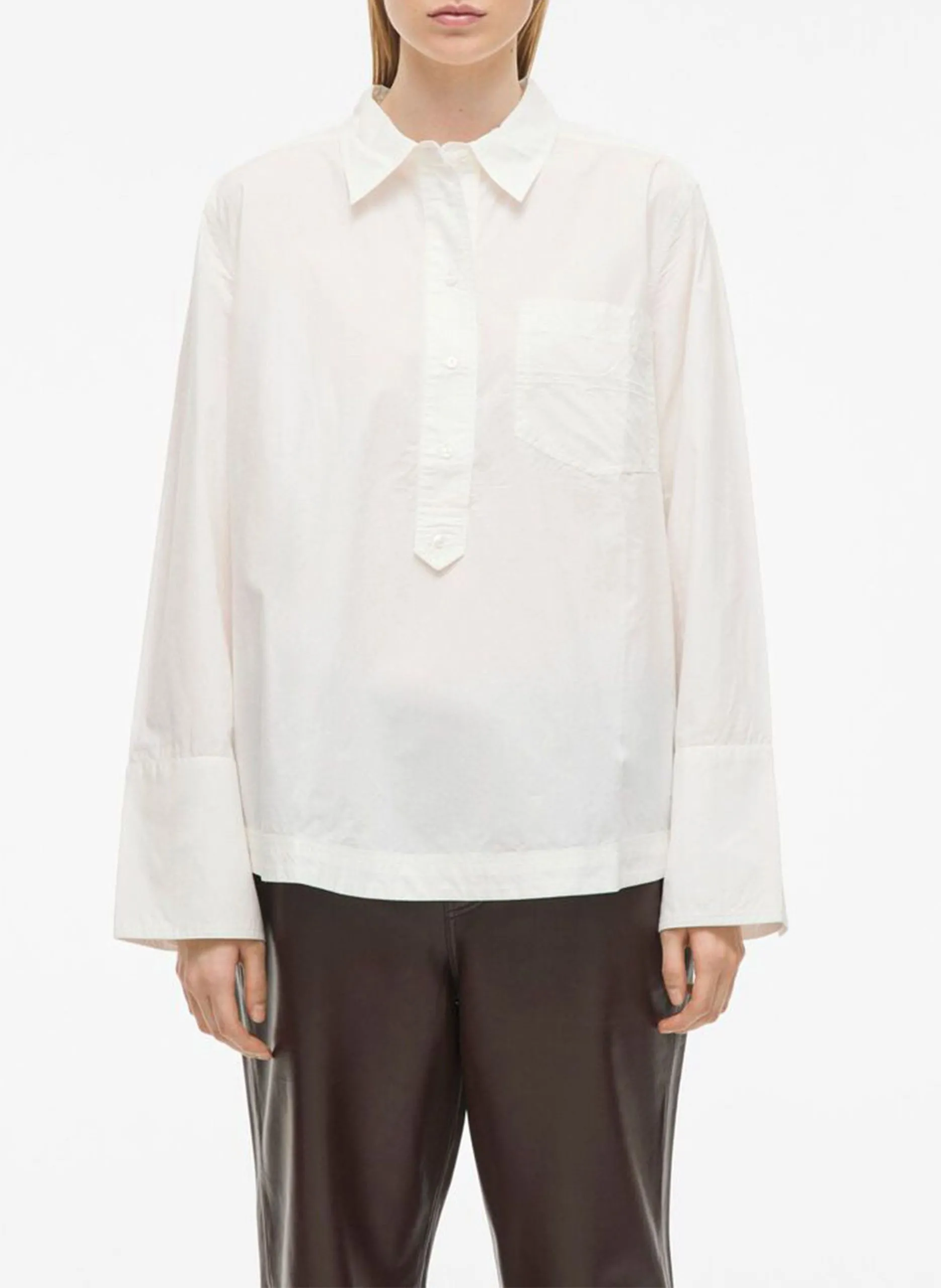 Blouse col classique en coton bio Blanc BELMONT