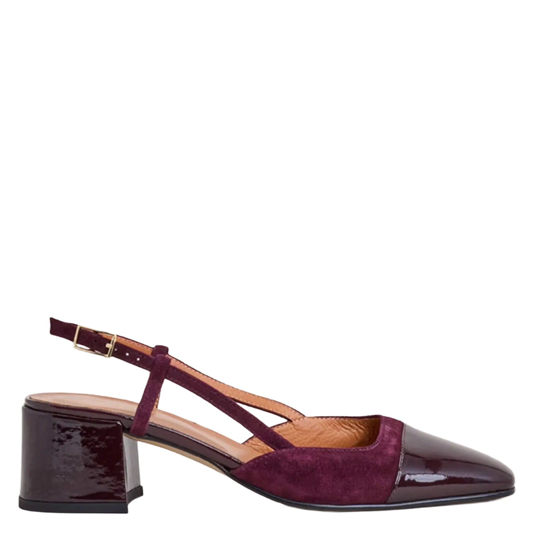 Slingbacks en cuir bi-matière Rouge DHAPOPY