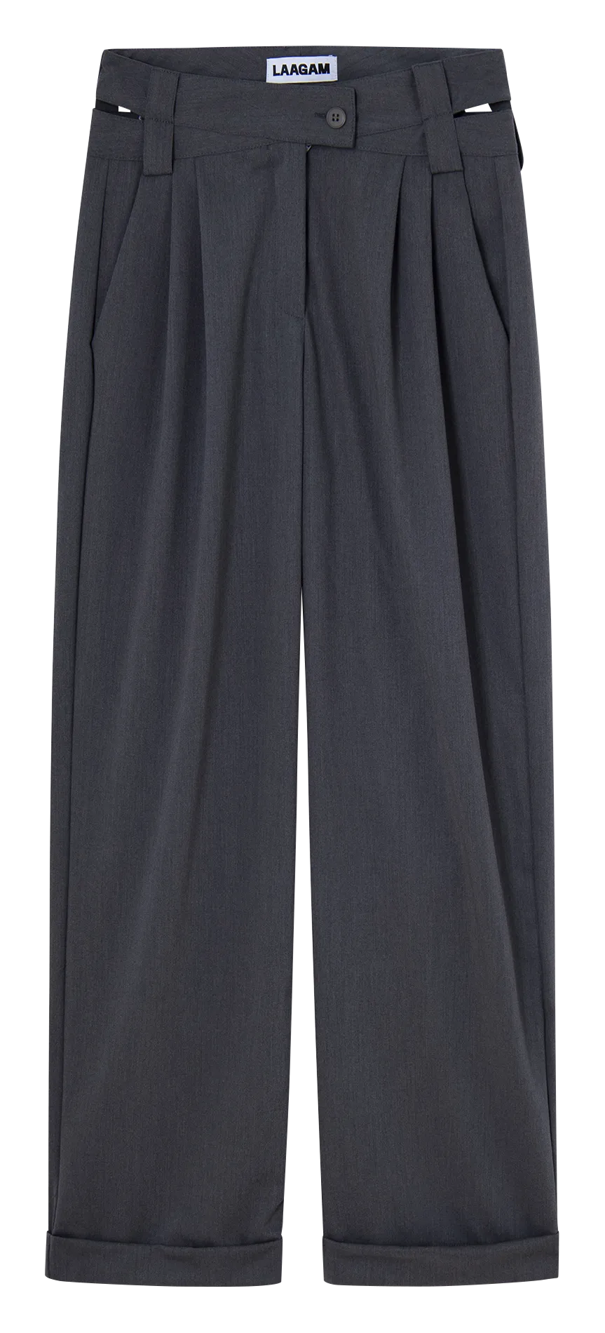 Pantalon droit taille haute à pinces Argent SMITH