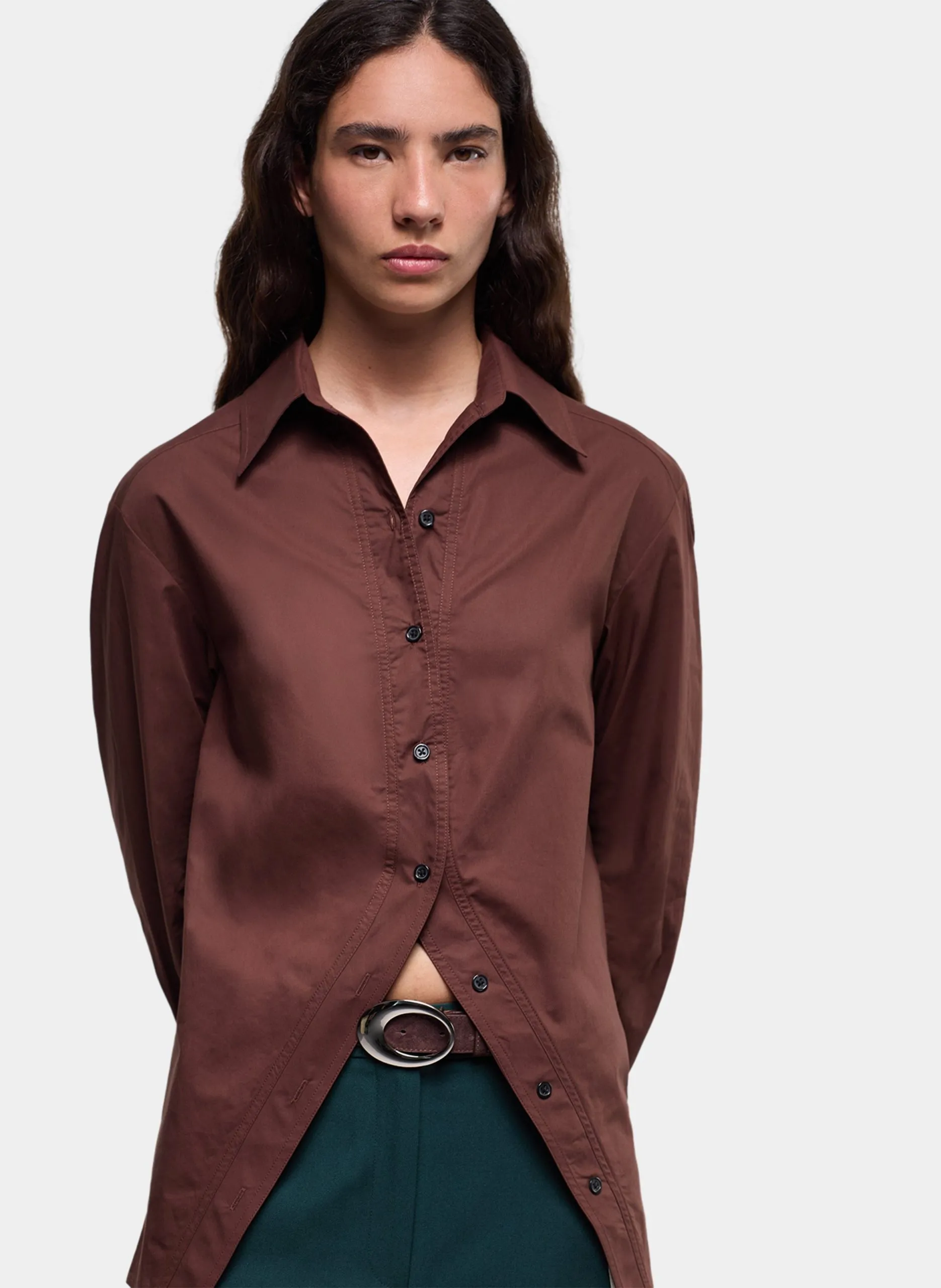 Chemise col classique en coton Marron NO BOYFRIEND