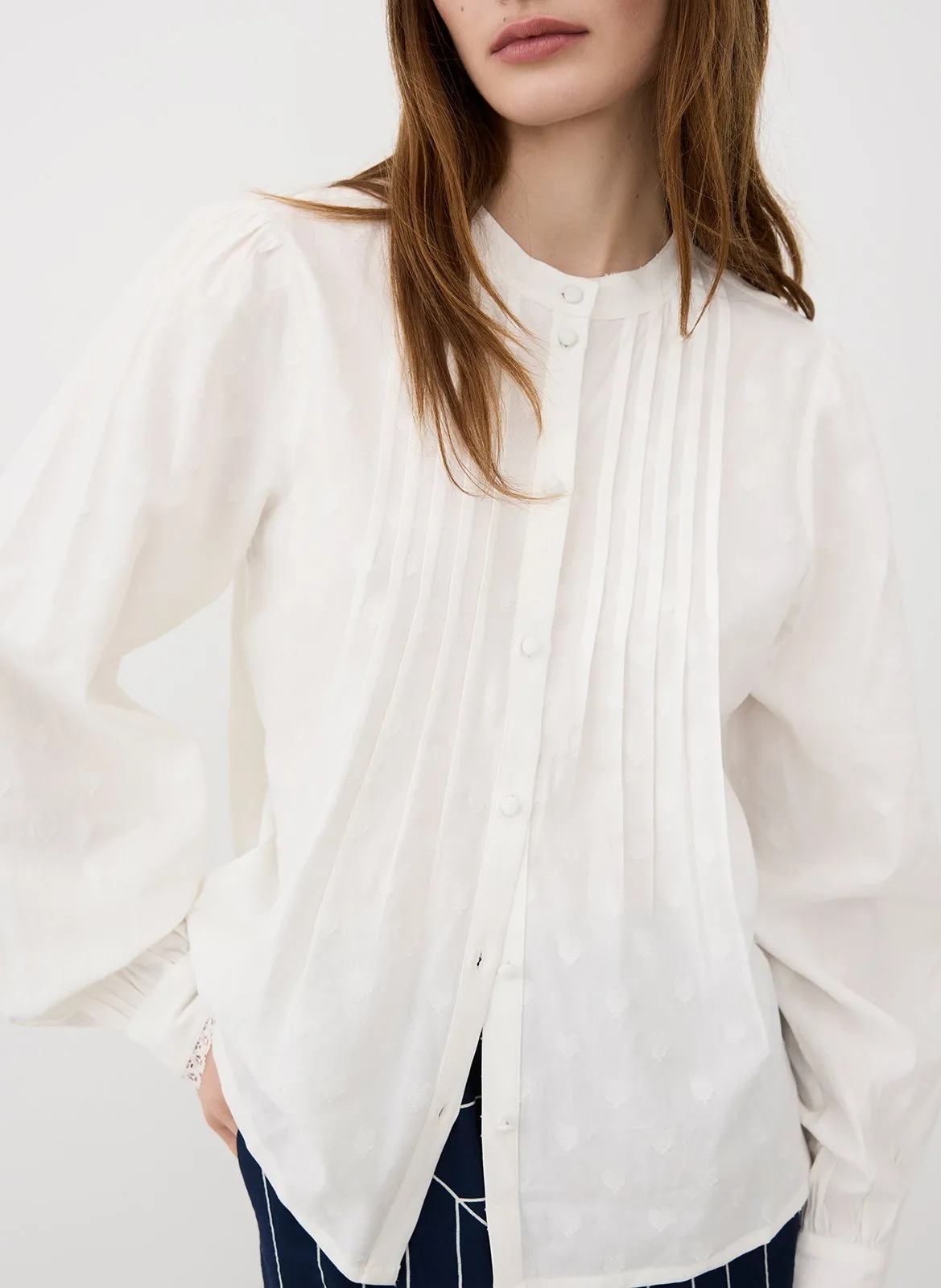 Chemise col rond en coton Blanc HEART