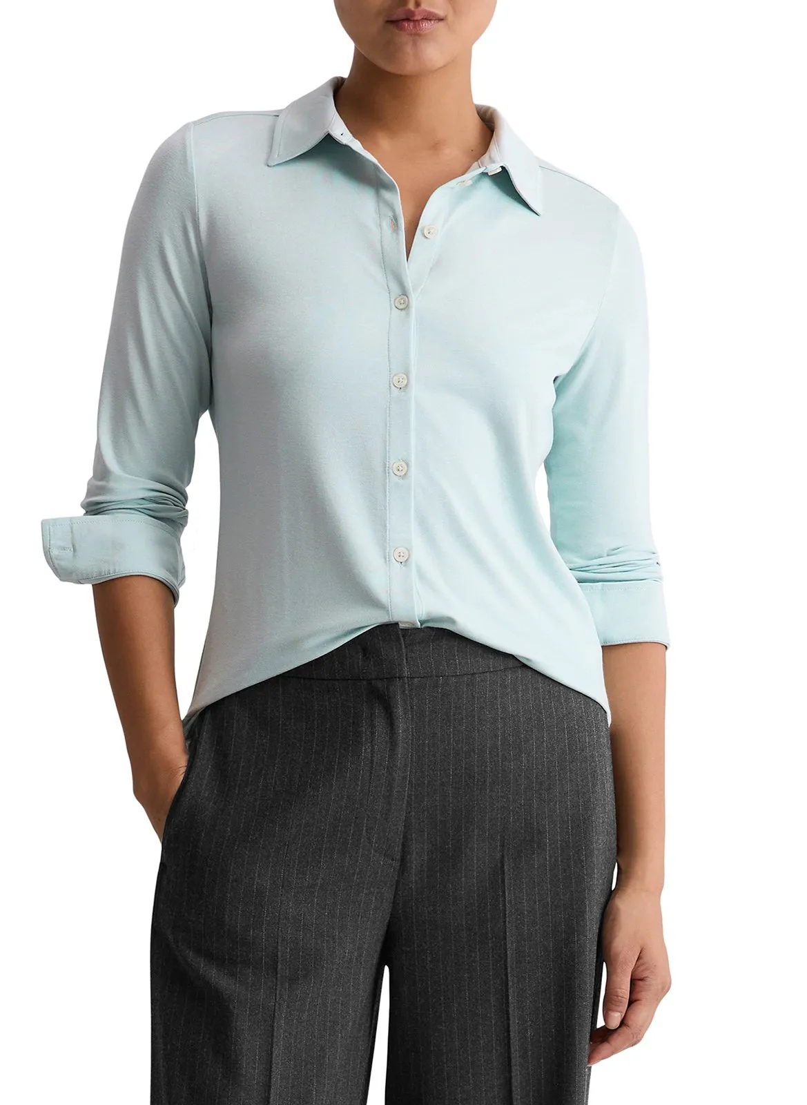 Polo manches longues droit uni Bleu