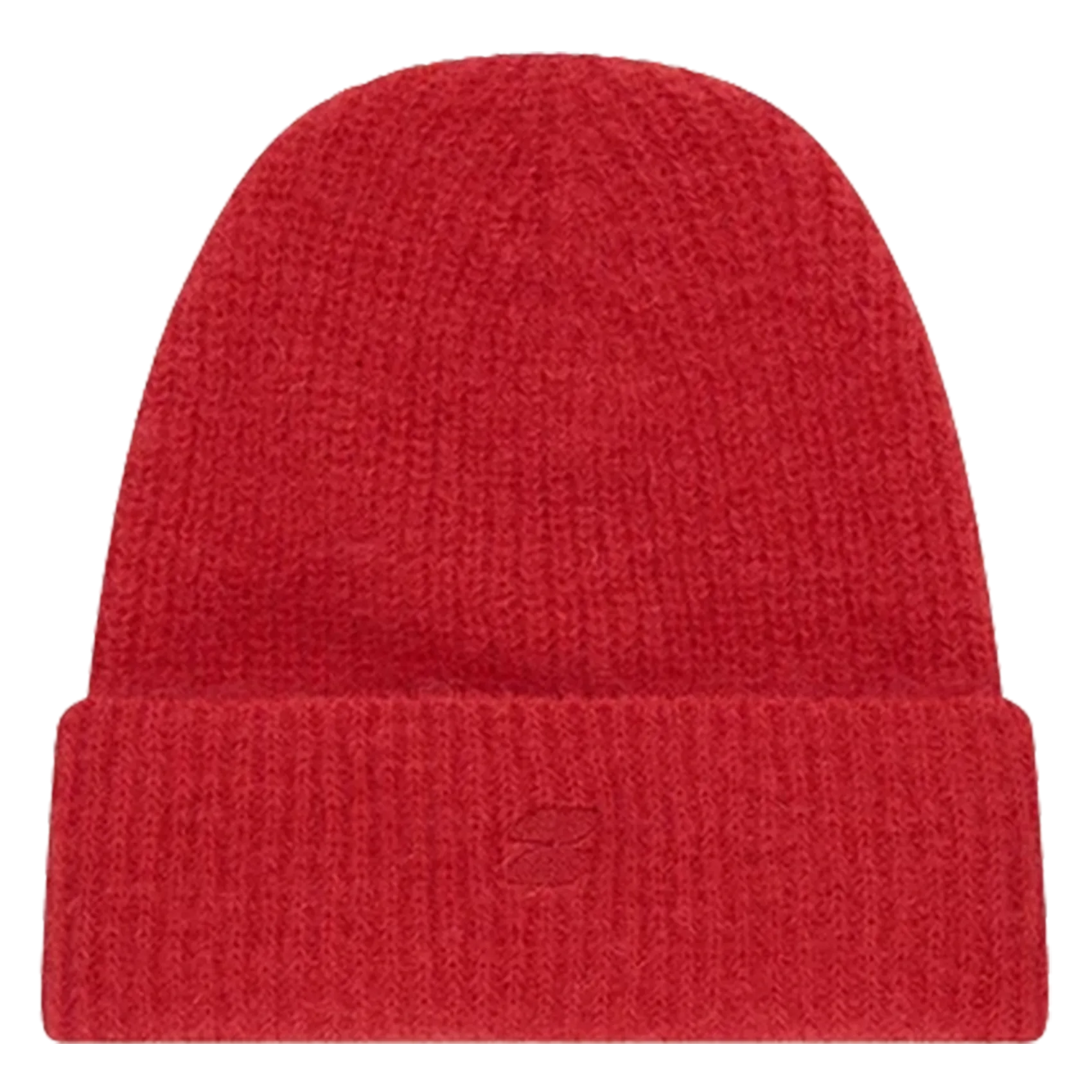 Bonnet à revers uni en laine mélangée Rouge LOGO