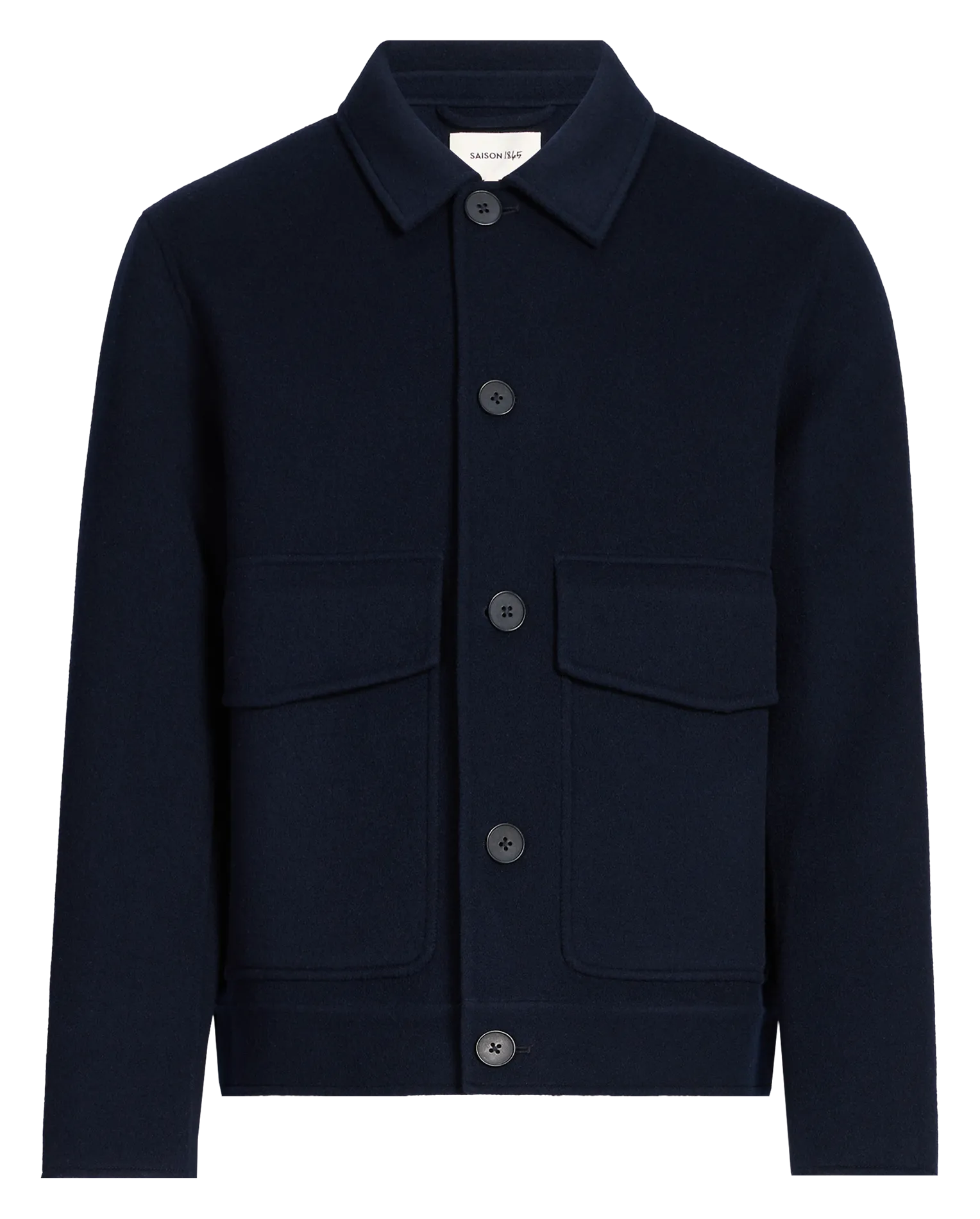 Veste droite col classique en laine Bleu EMY
