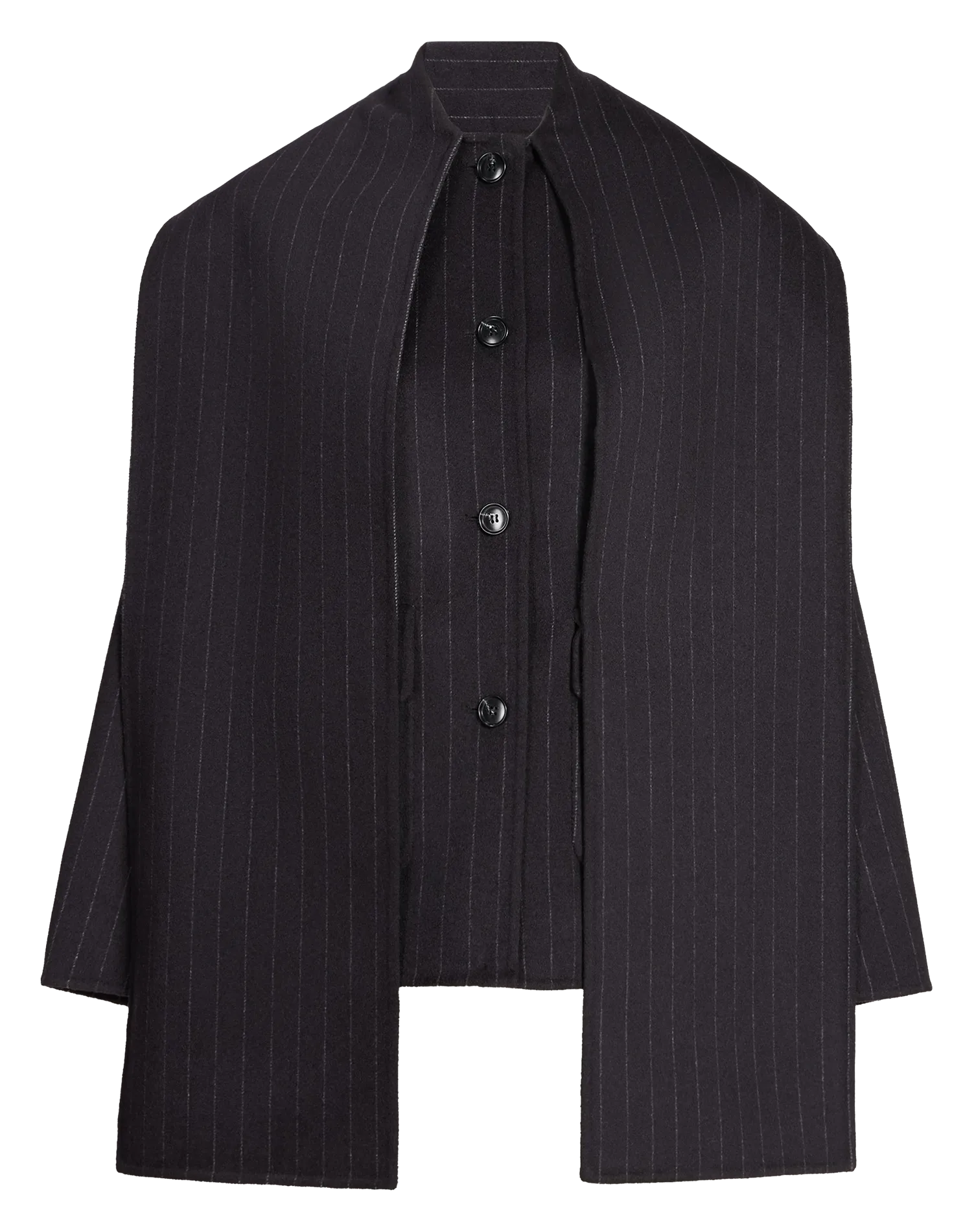 Manteau à col écharpe en laine mélangée Noir WUACHAN