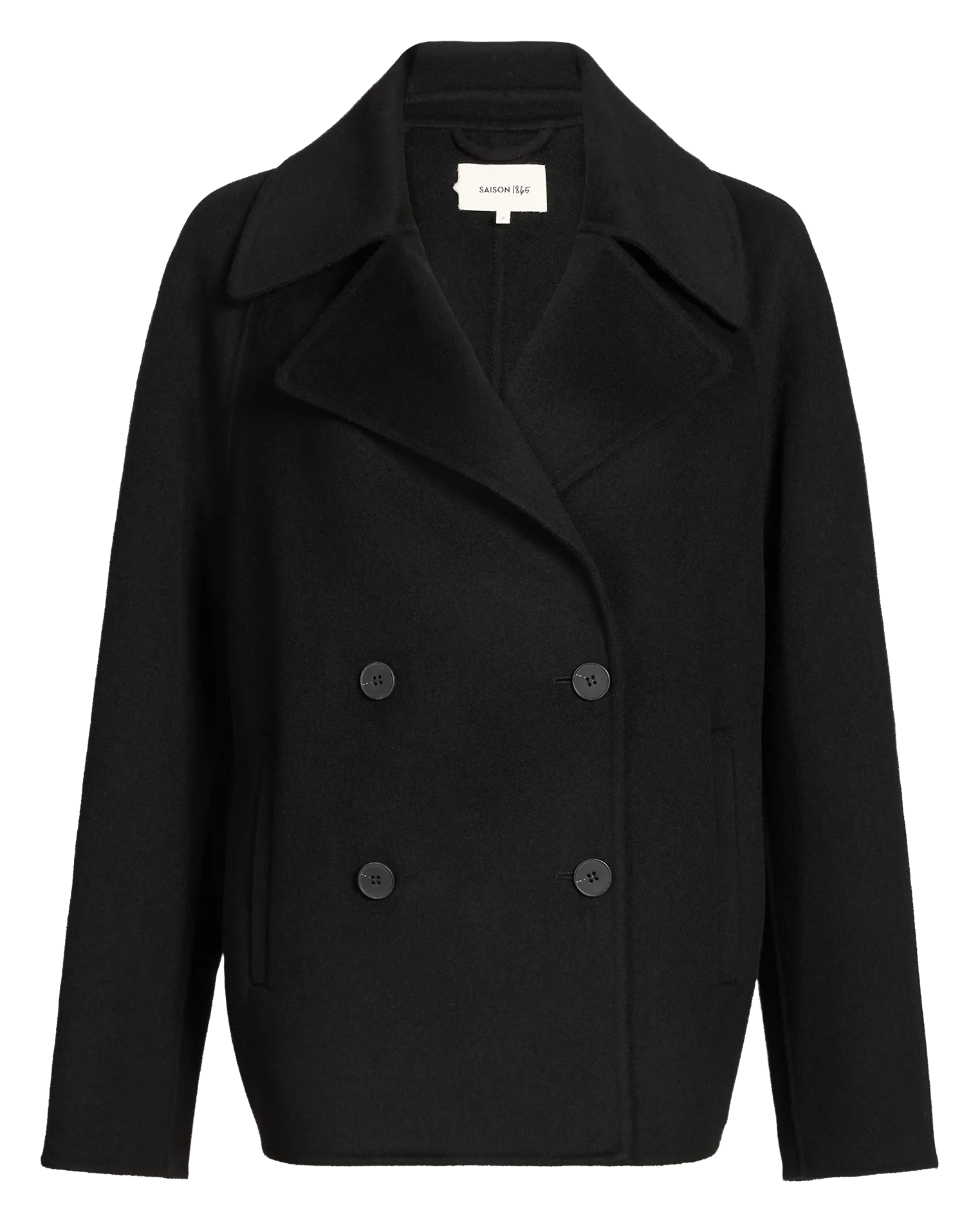 Veste col tailleur en laine mélangée Noir WABANA