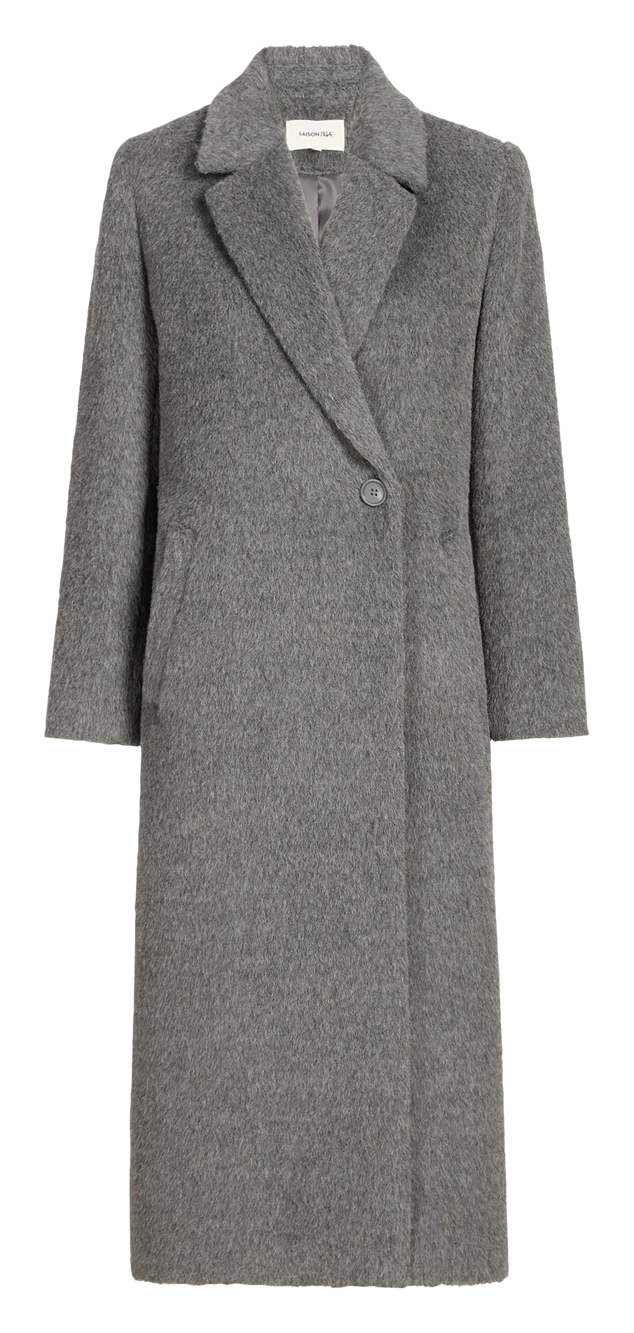Manteau long col tailleur en laine mélangée Gris WOLLU