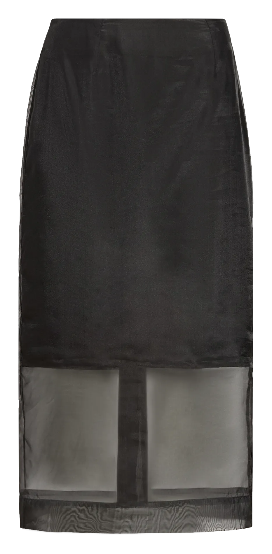 Jupe droite transparente en organza Noir WILO