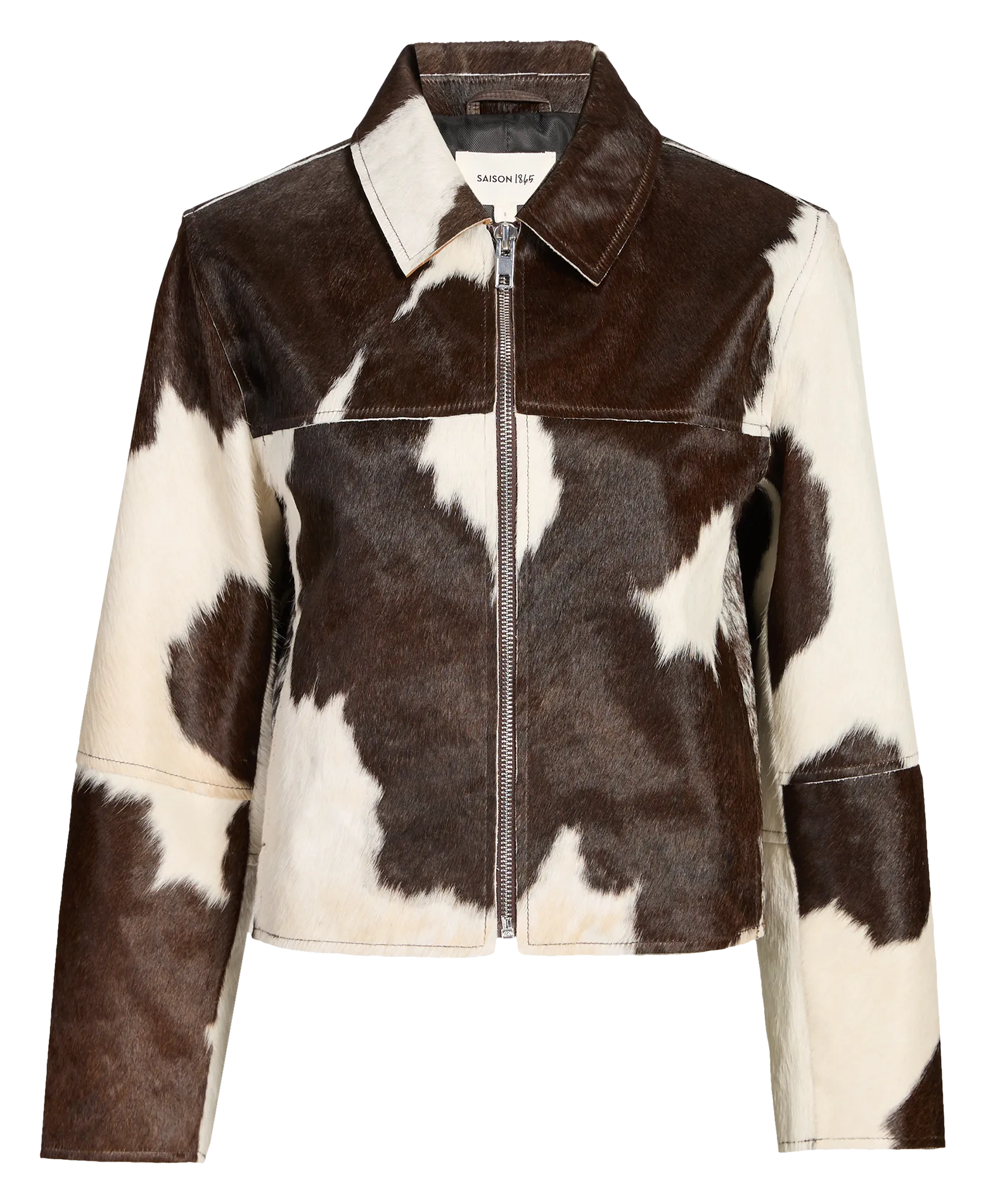 Veste courte en cuir à imprimé vache Marron WACHE