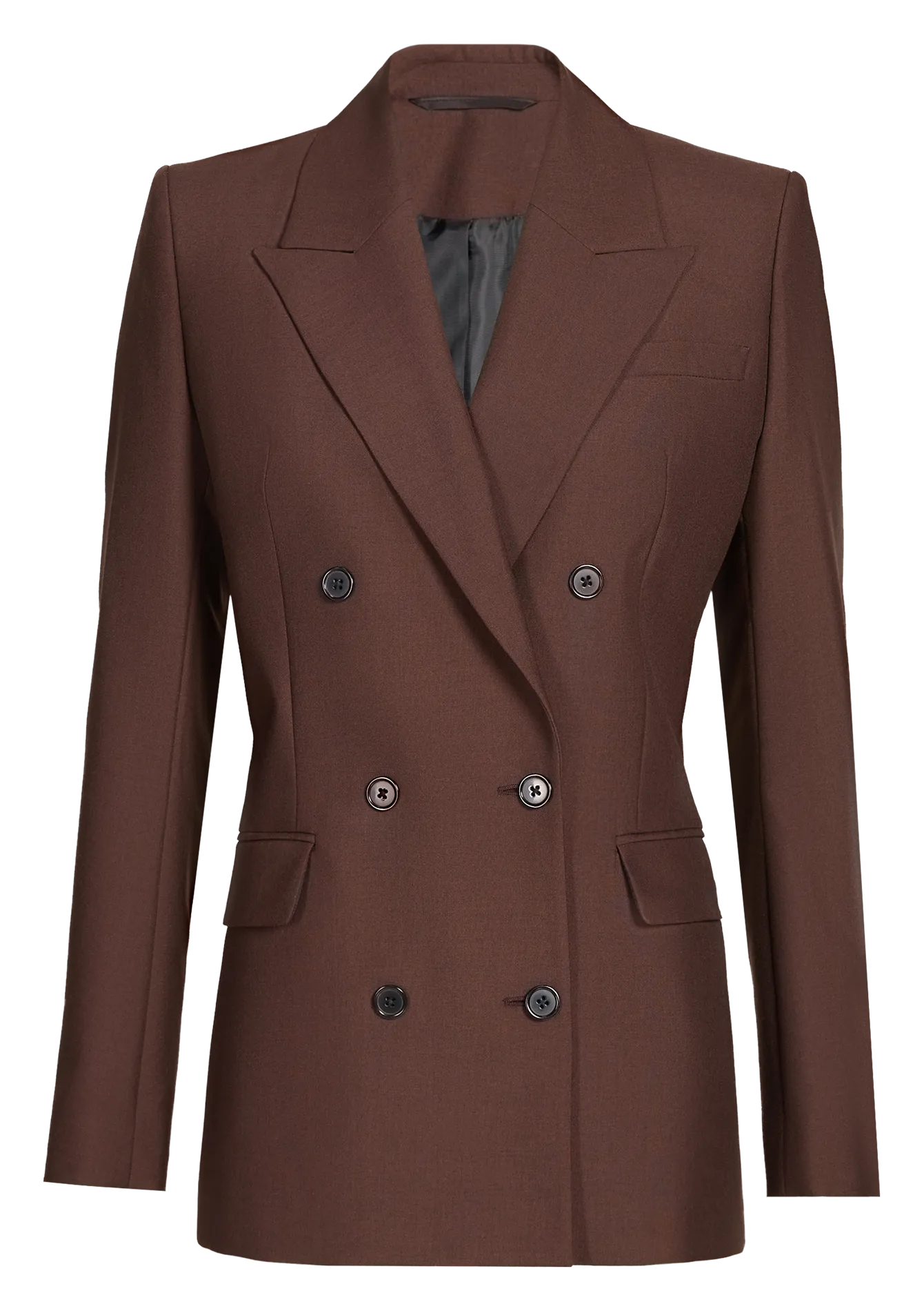 Veste tailleur cintrée double boutonnage Marron WADY