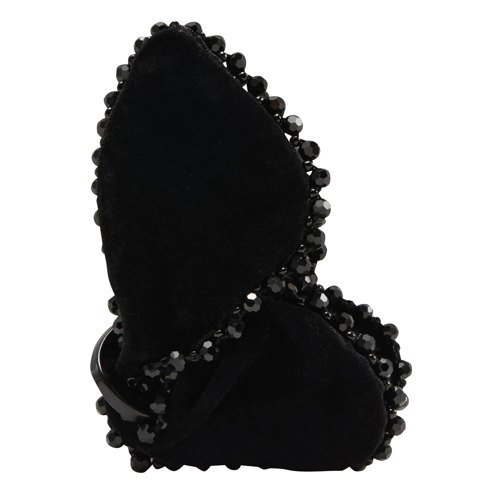 Pince à cheveux à strass et velours Noir