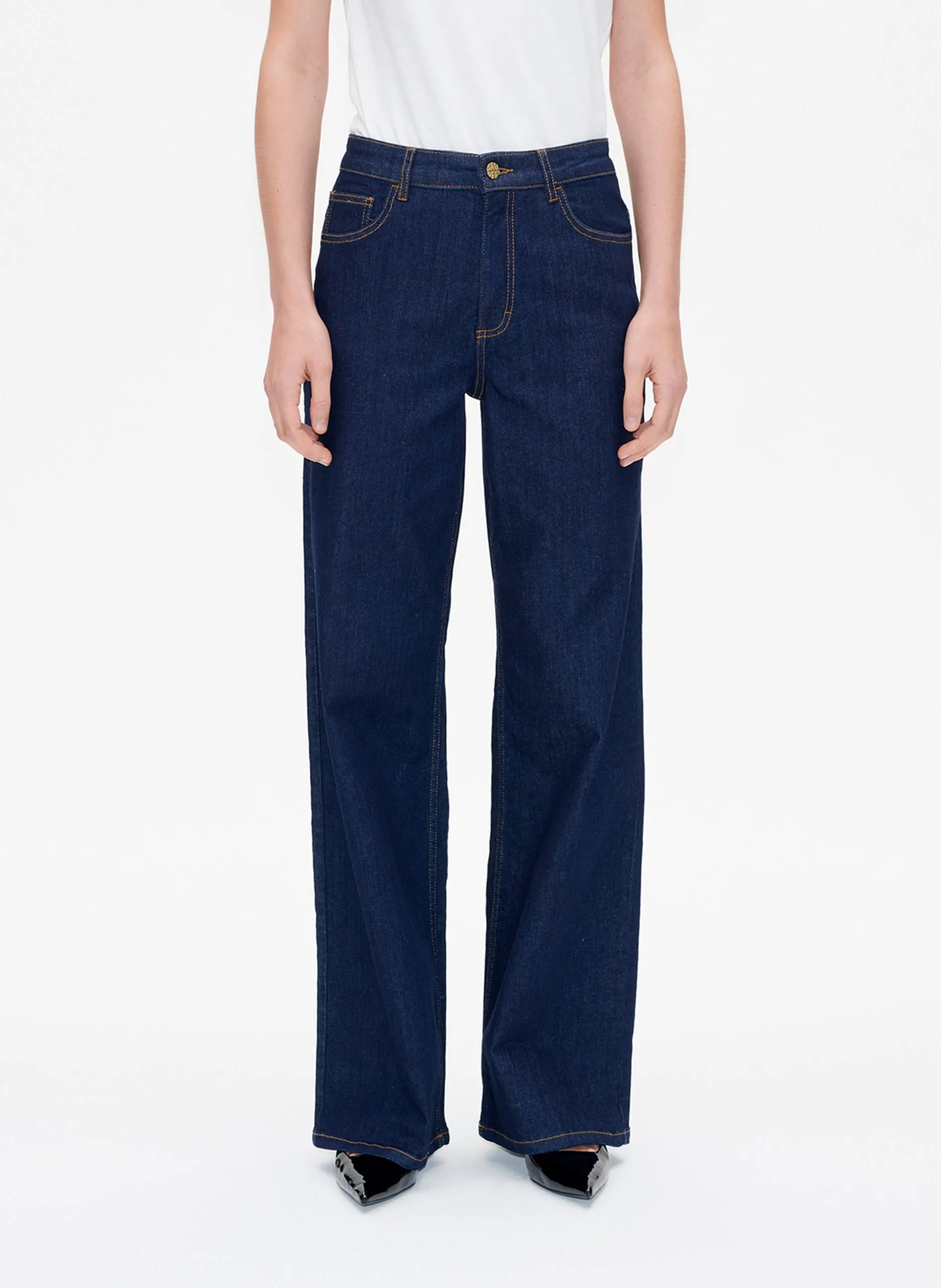 Jean large en coton mélangé Bleu NICETTE