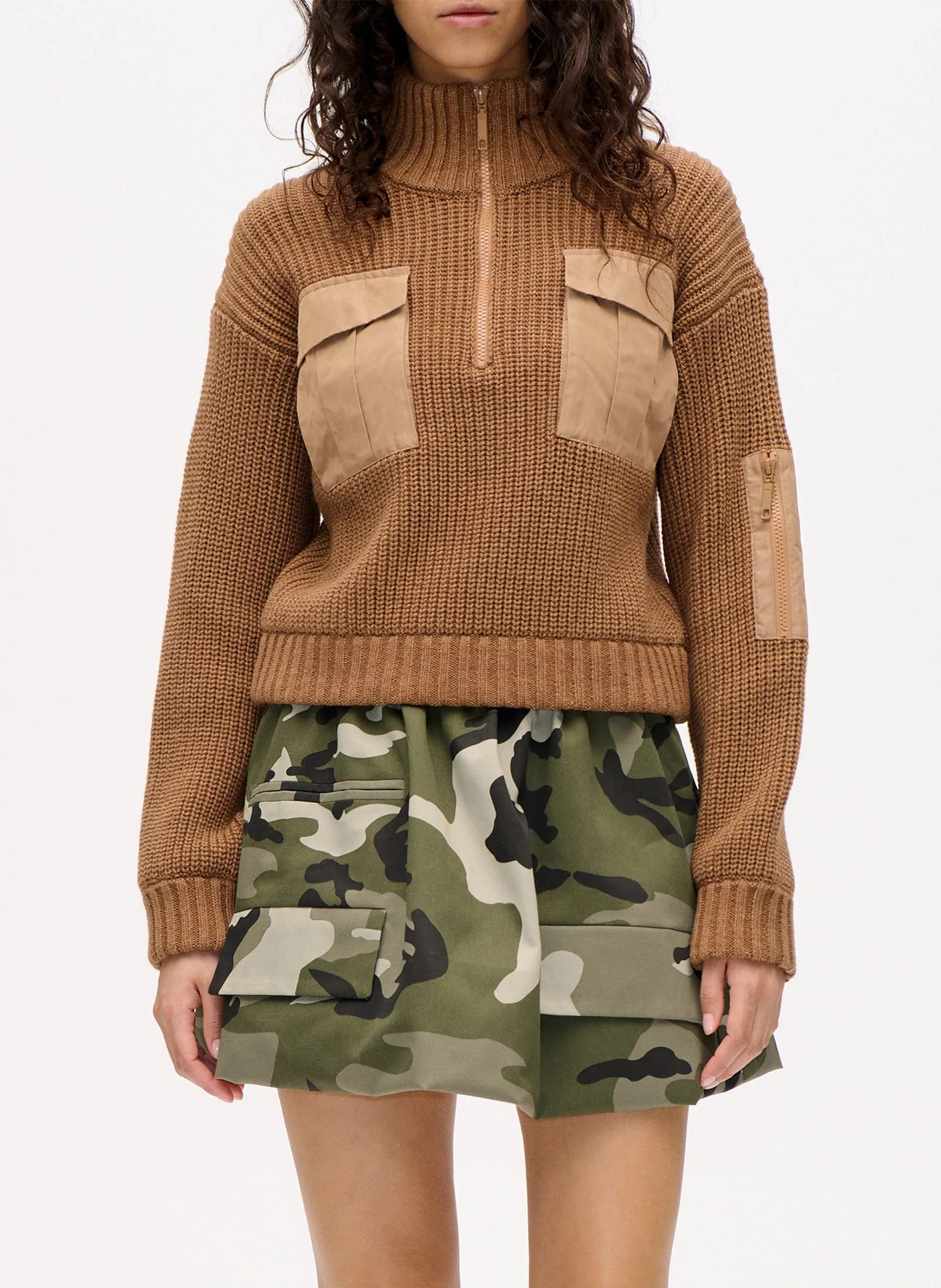 Pull oversize col montant en laine mélangée Marron CLYDE