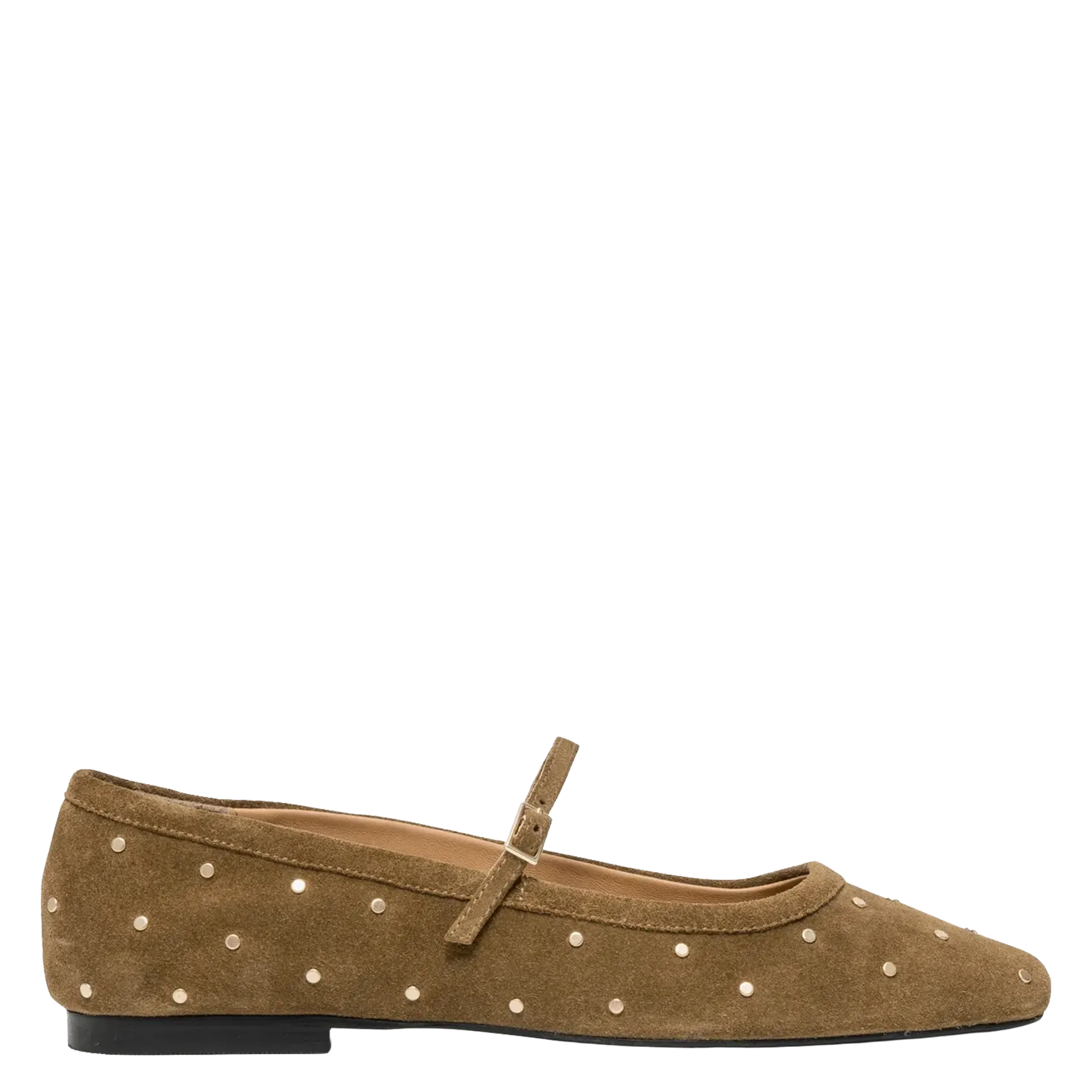 Ballerines à brides cloutées en cuir suédé Marron BELINDA