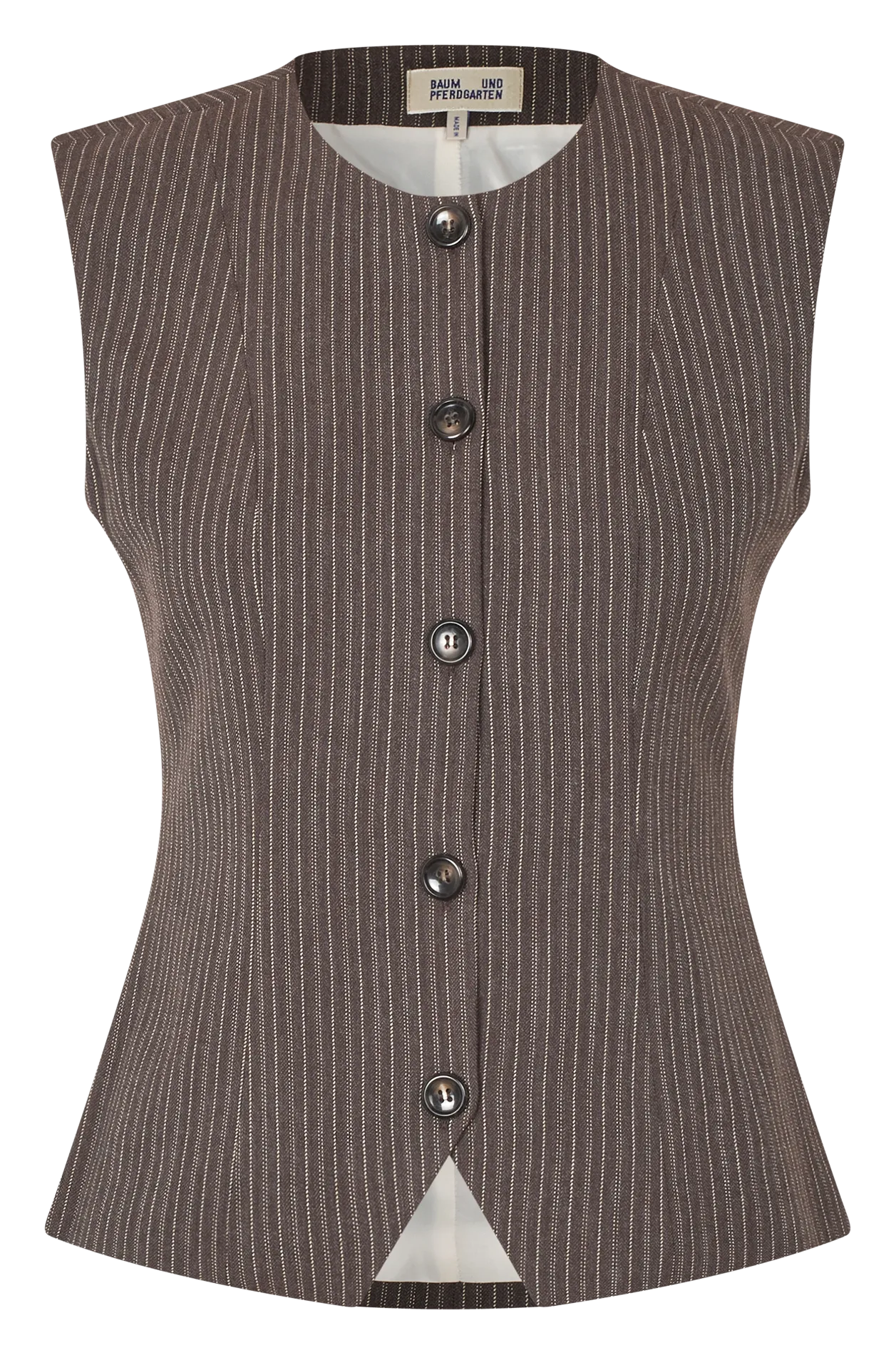 Gilet cintré rayé Marron MENEA