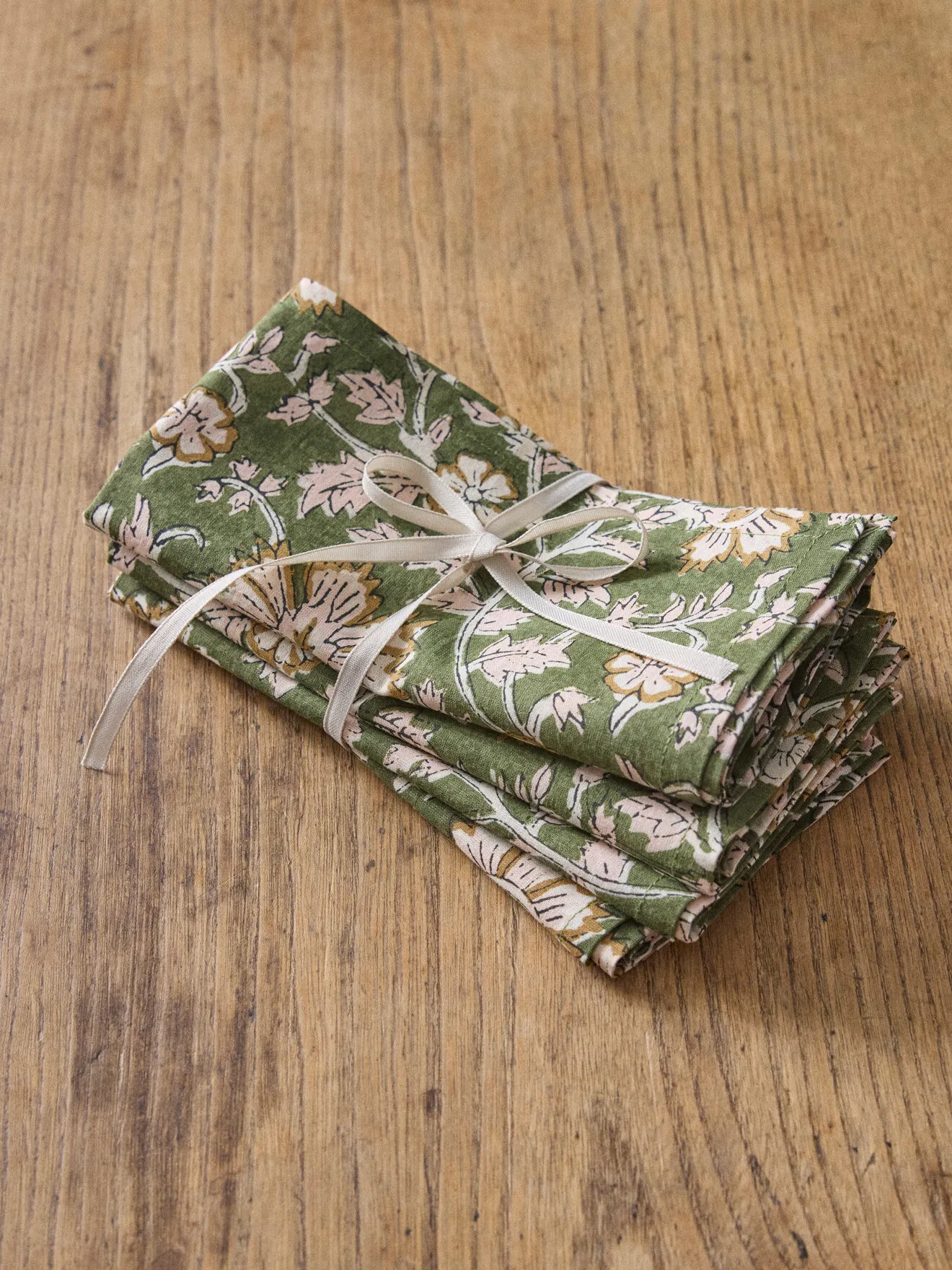 Serviettes de table en tissu indien par lot de 4 Vert