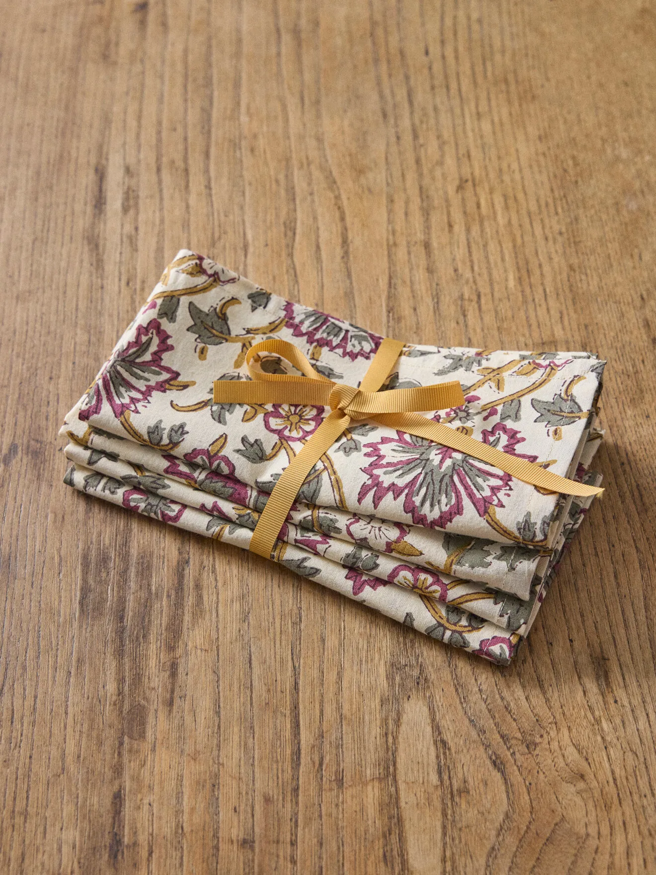 Serviettes de table en tissu indien par lot de 4 Rose