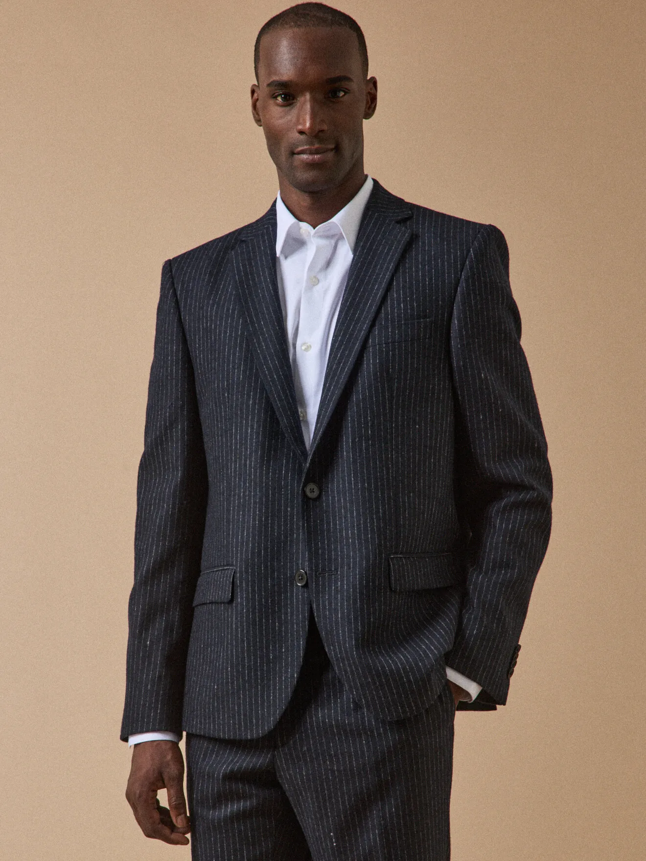 Veste de costume lainage rayé Bleu