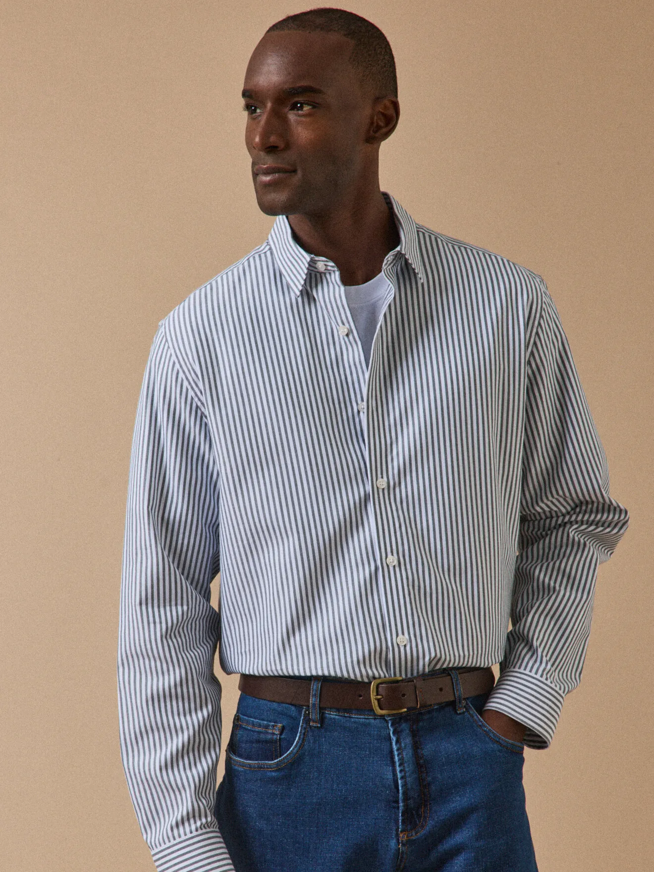 Chemise rayée coupe contemporaine Vert