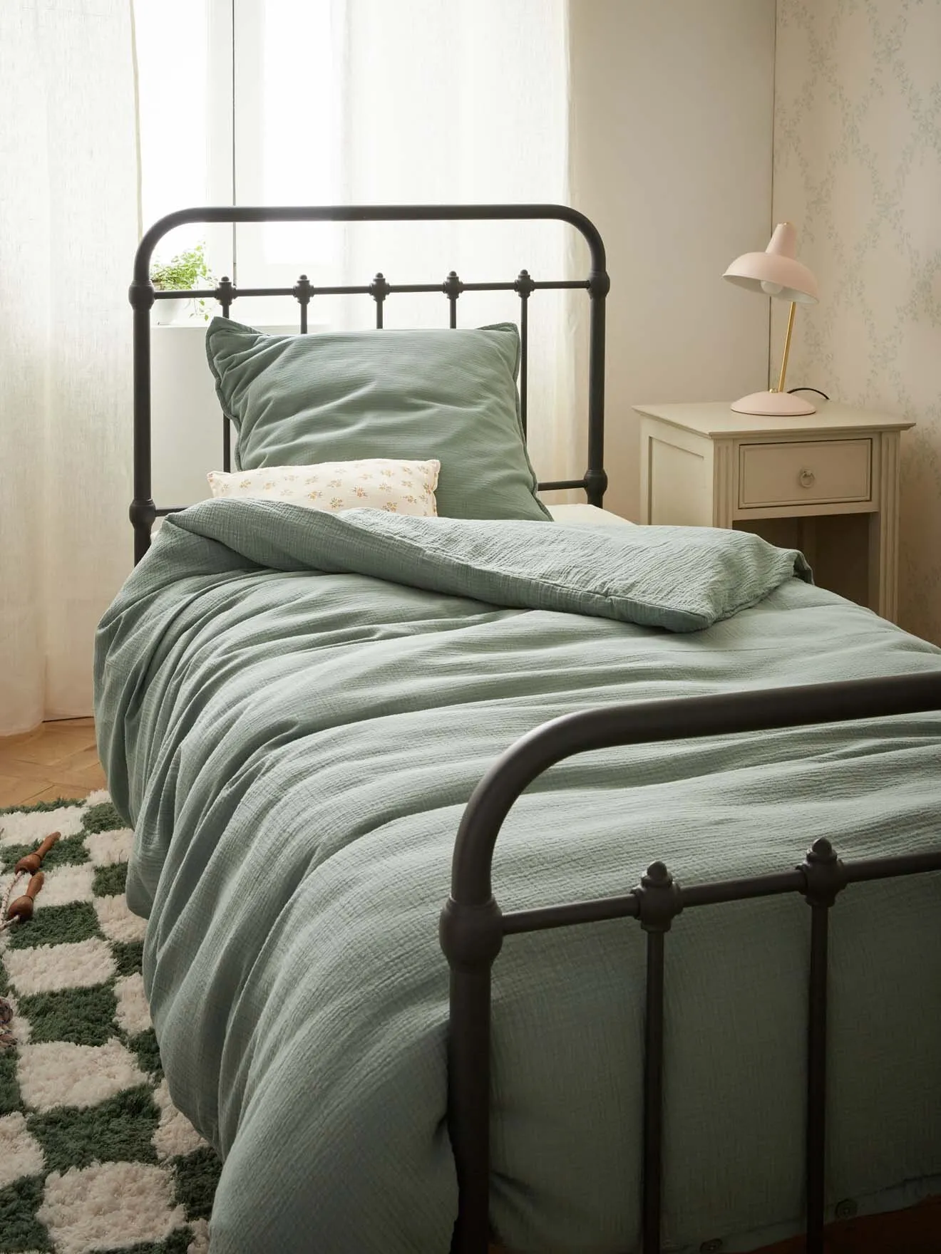 Housse de couette gaze de coton "gaufrée" Vert