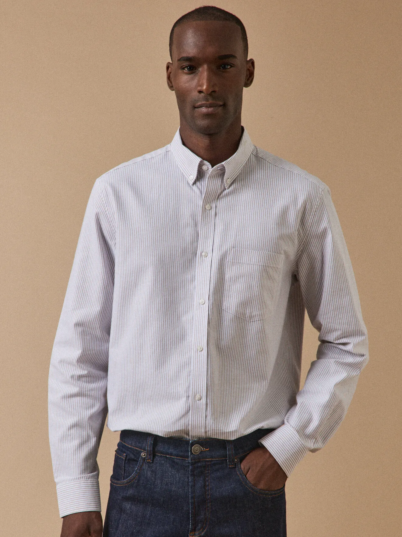 Chemise oxford coupe contemporaine Beige