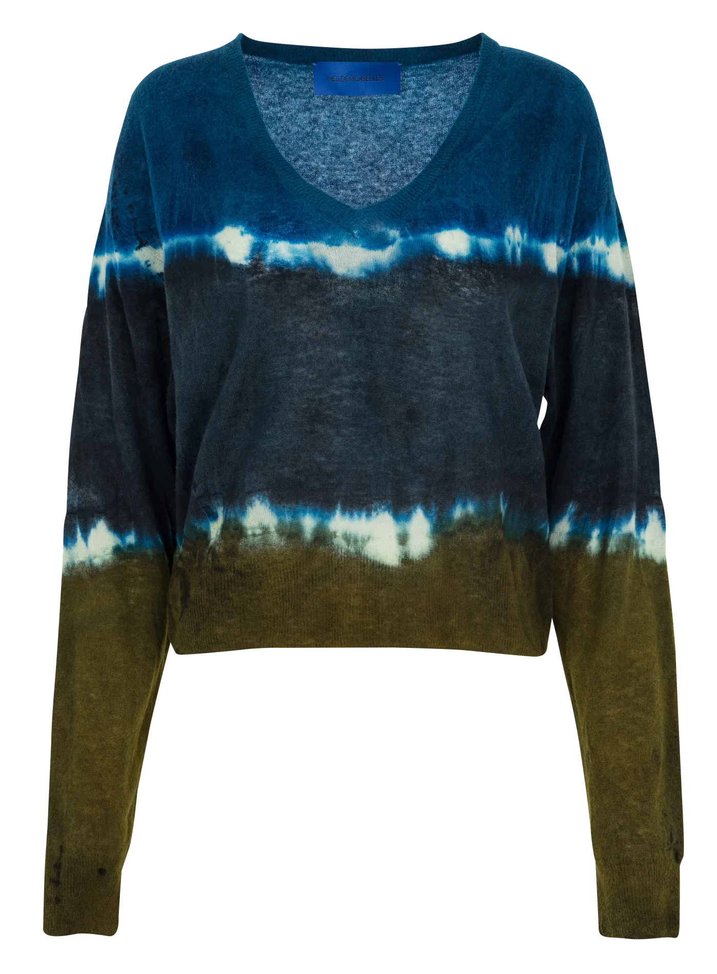 Pull ample col V motif tie and dye en laine mélangée Multicolore LUPA
