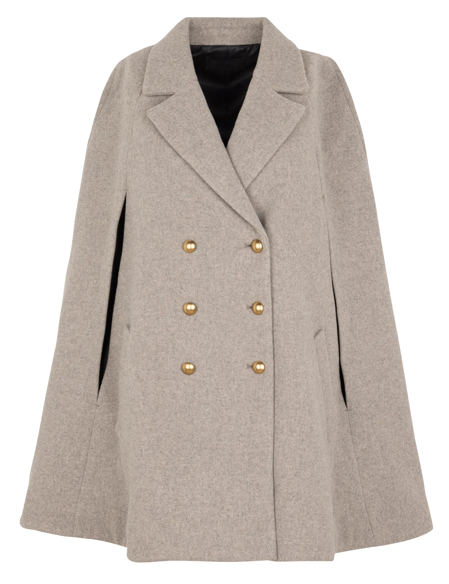 Cape col tailleur en laine mélangée Beige